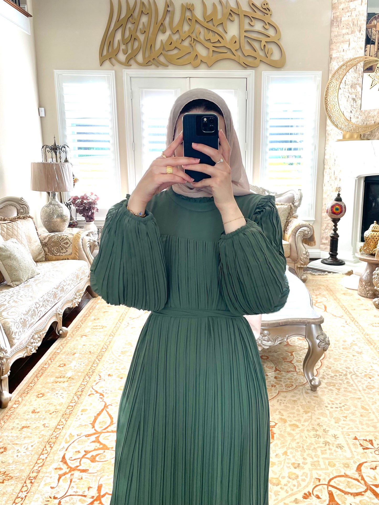 Pleated Chiffon Maxi ~ Green