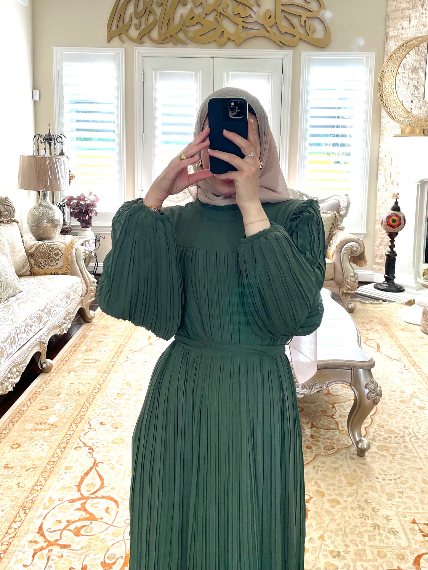 Pleated Chiffon Maxi ~ Green