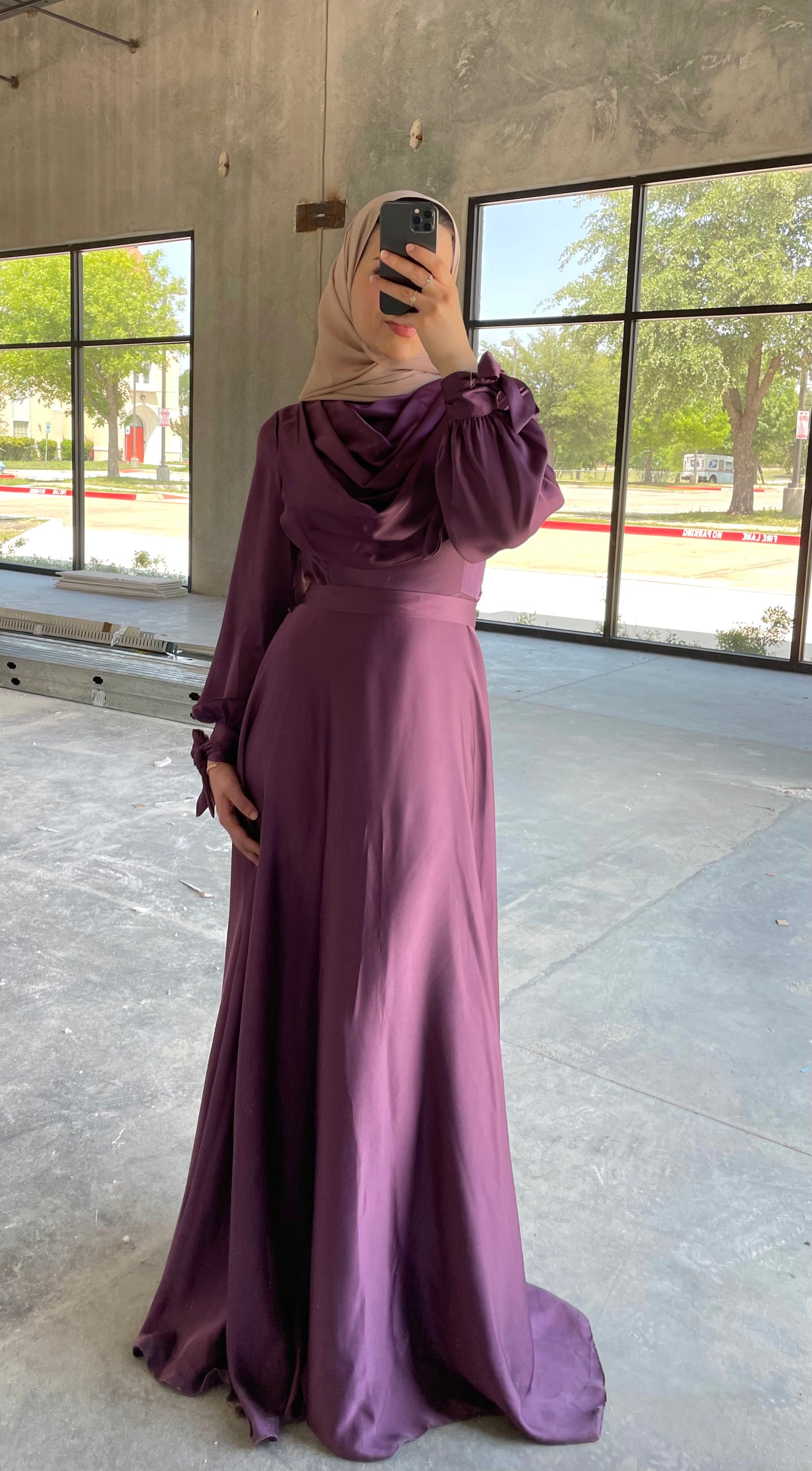 Cowl Satin Gown ~ Plum