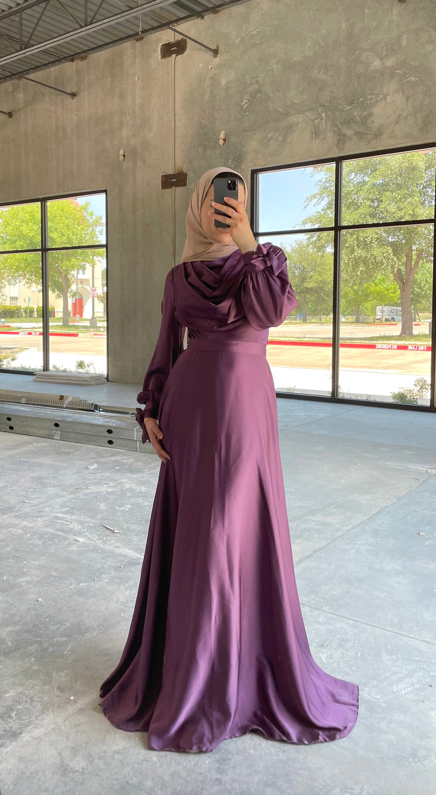 Cowl Satin Gown ~ Plum