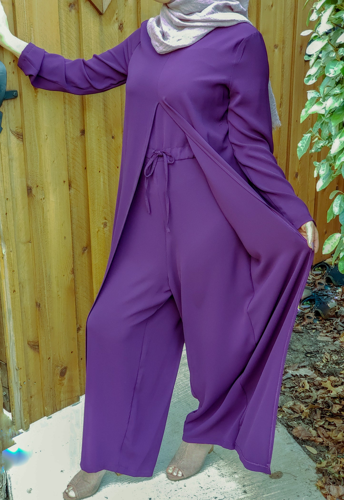 Draped Maxi Jumpsuit - Purple