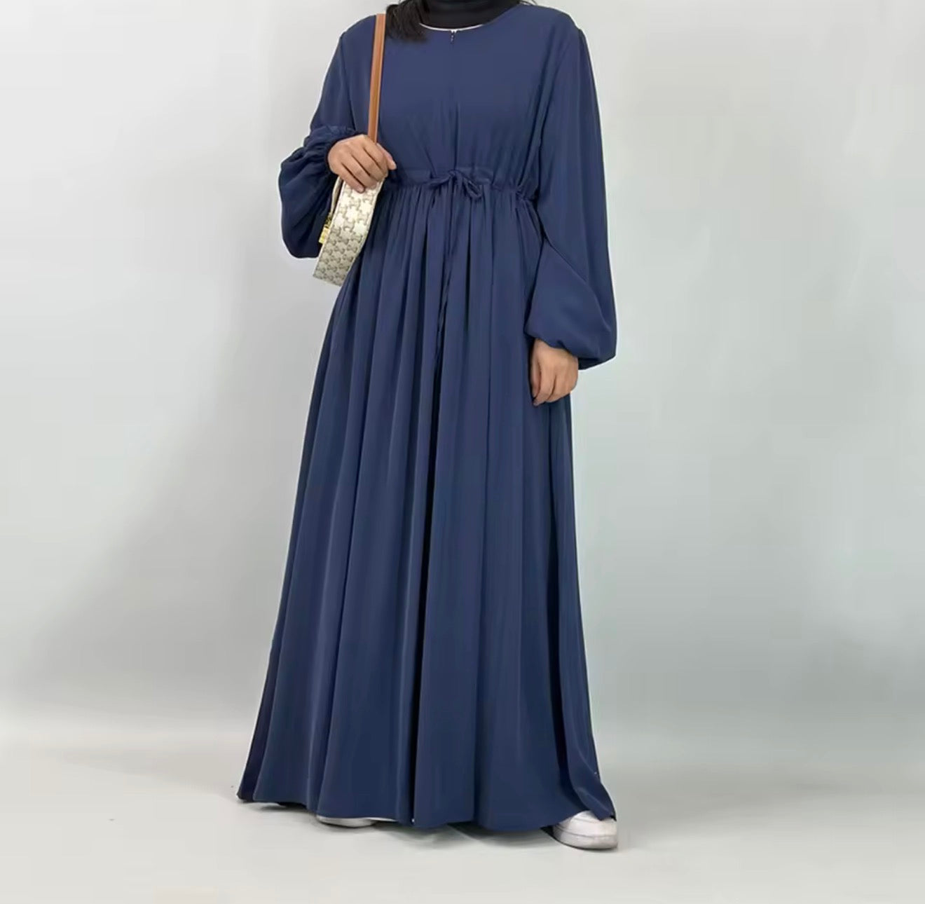 Drawstring Abaya - Navy