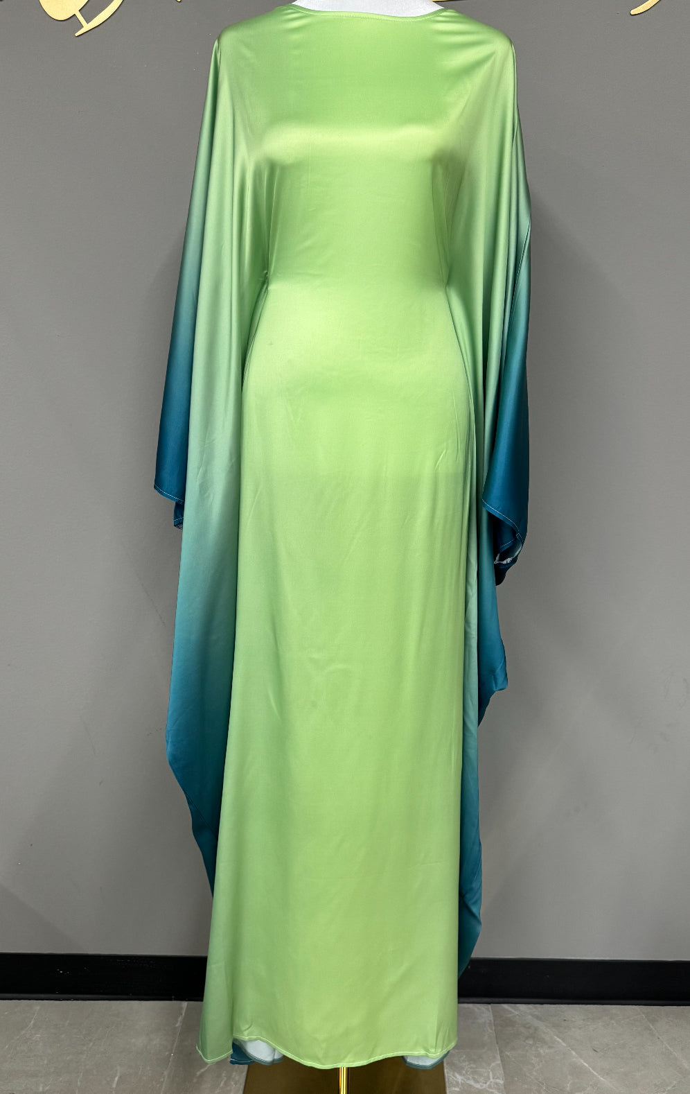 Ombré Satin Kaftan - Peacock