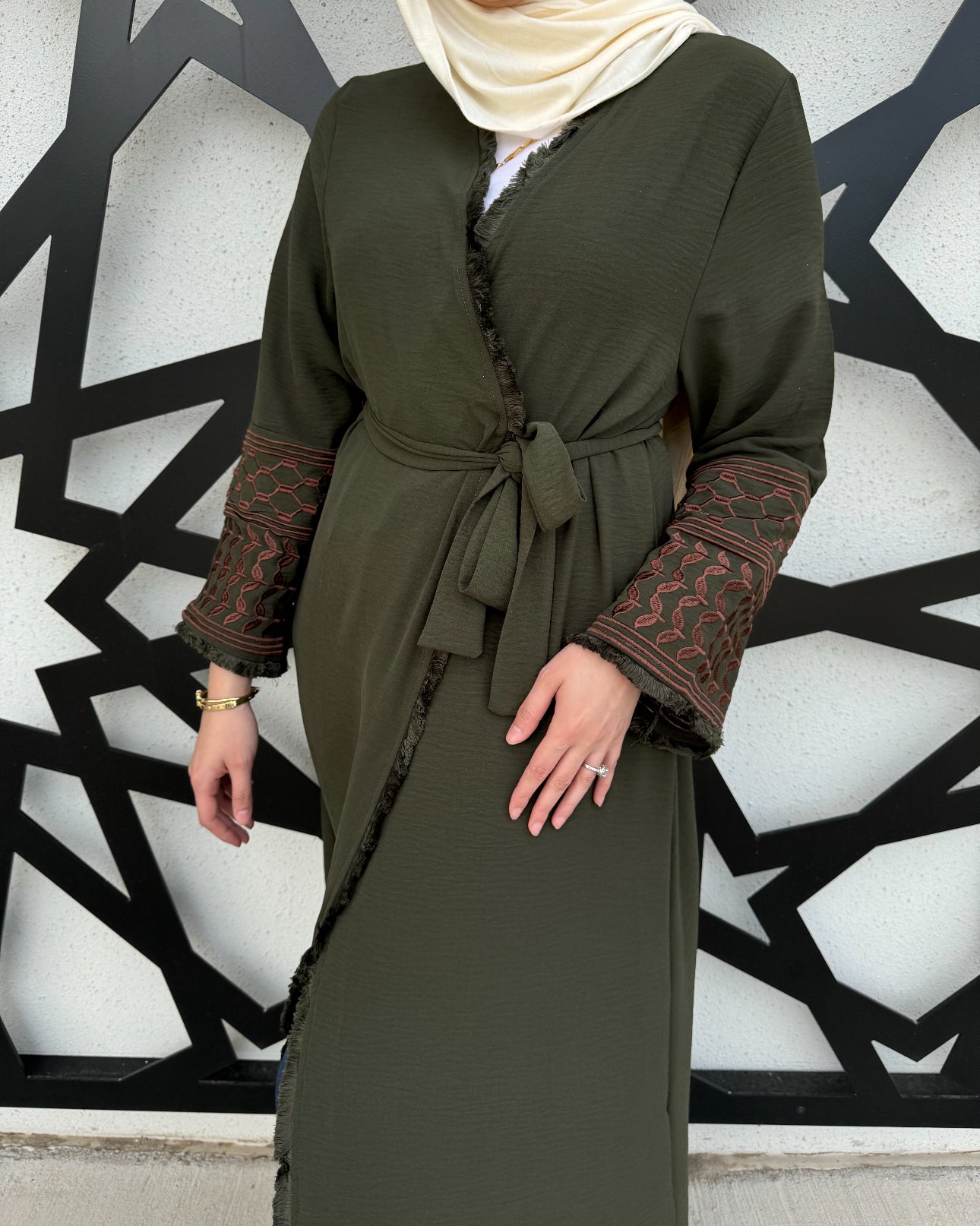 Keffiyeh Abaya - Olive
