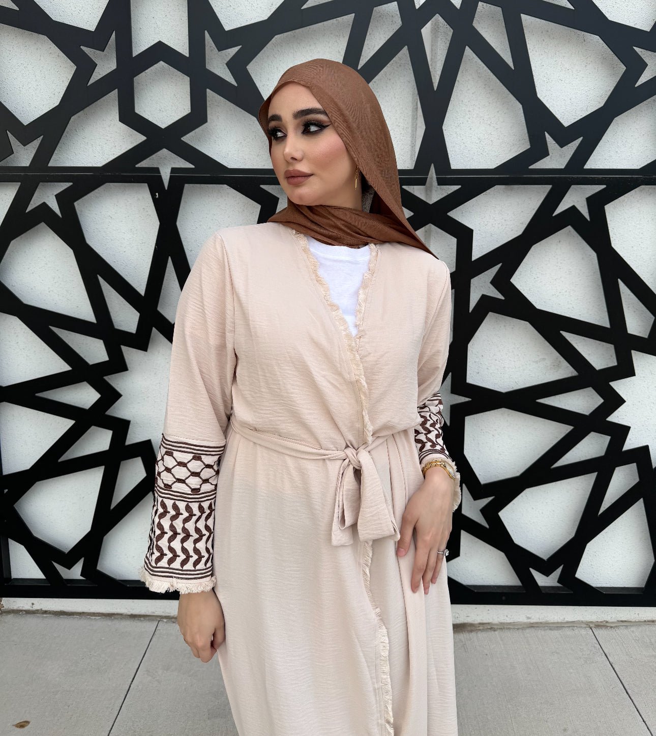 Keffiyeh Abaya - Blush