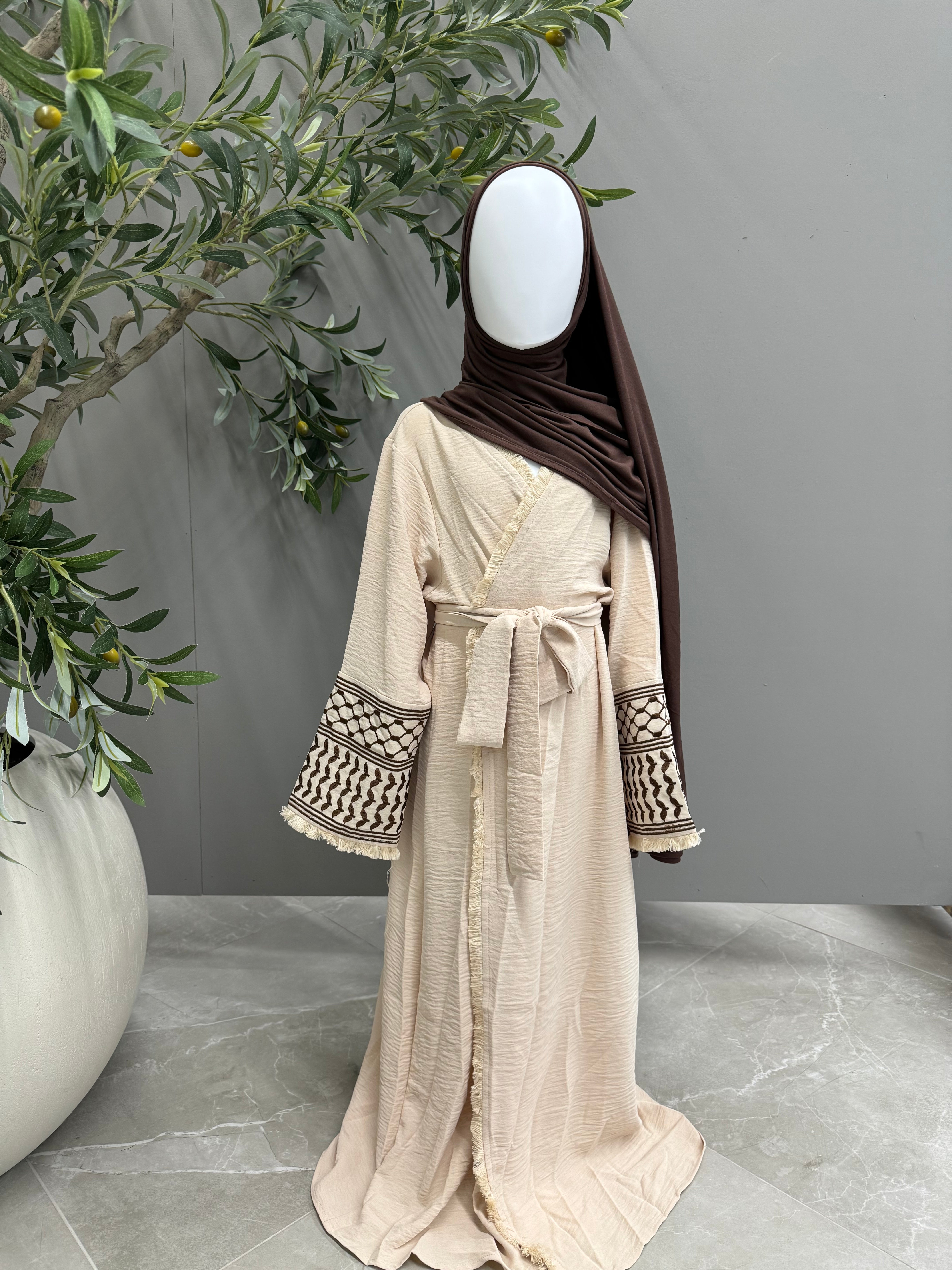 Kids Keffiyeh Abaya - Beige