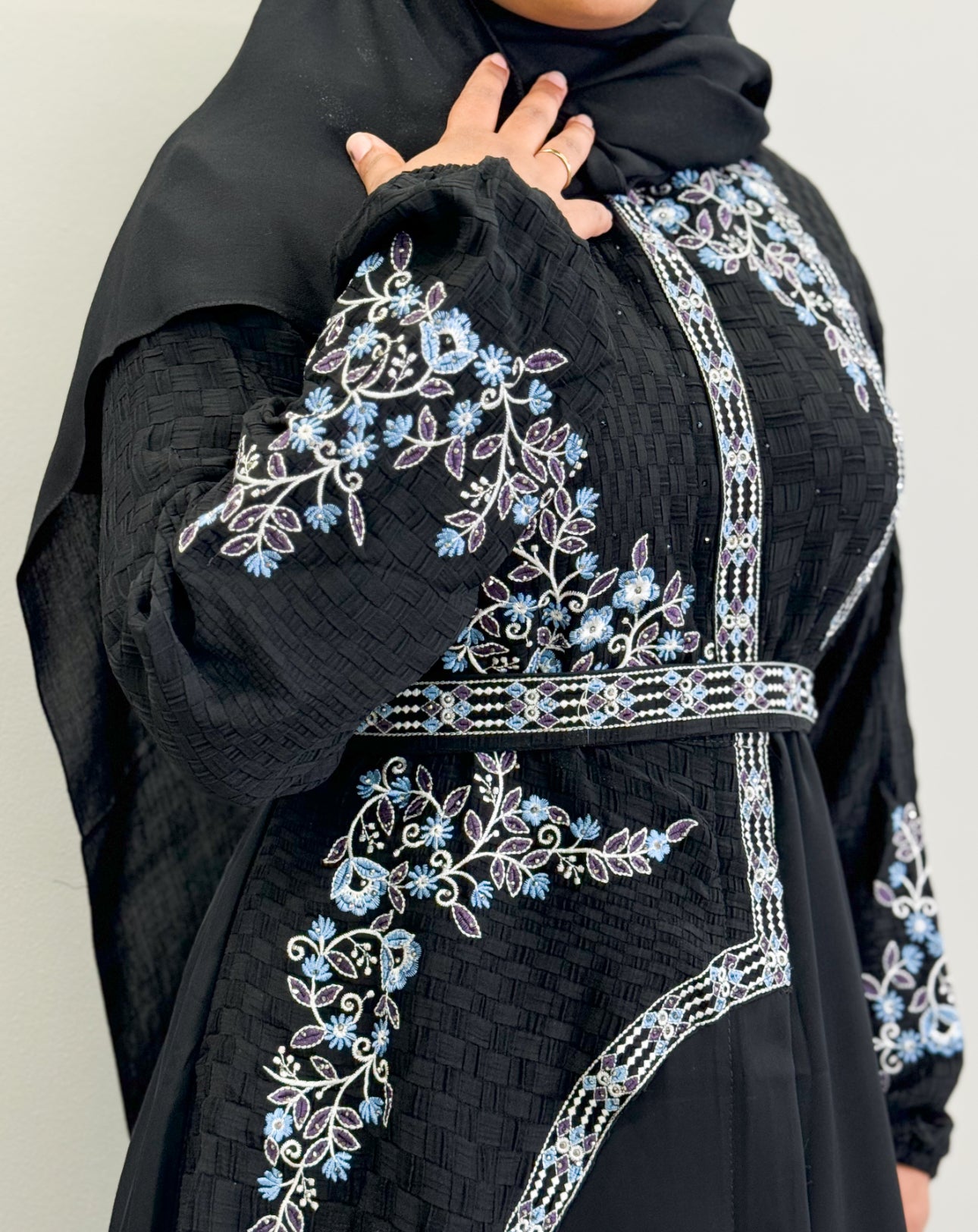 Floral Abaya - Blue