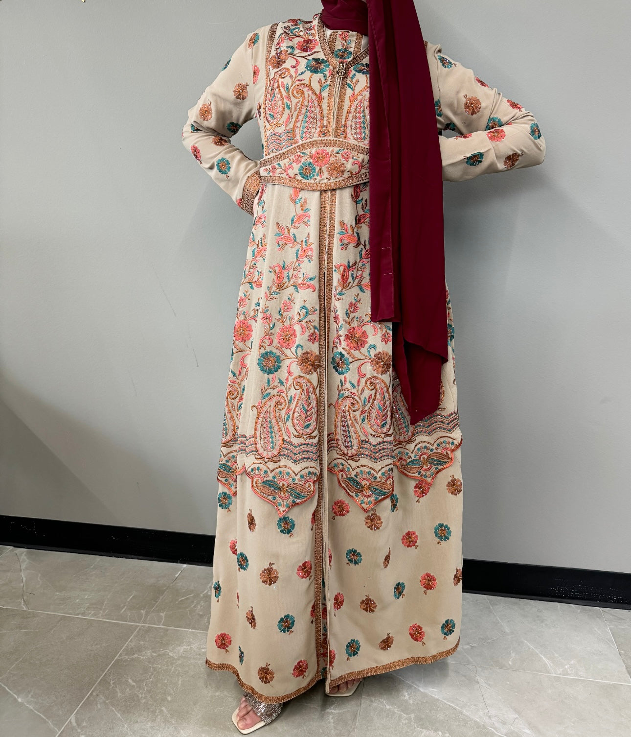 Aisha Abaya Dress - Tan