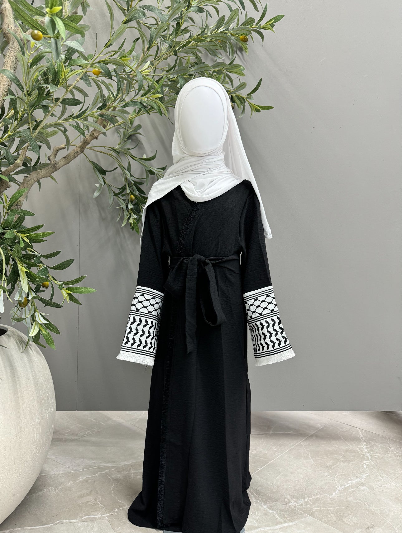 Kids Keffiyeh Abaya - Black