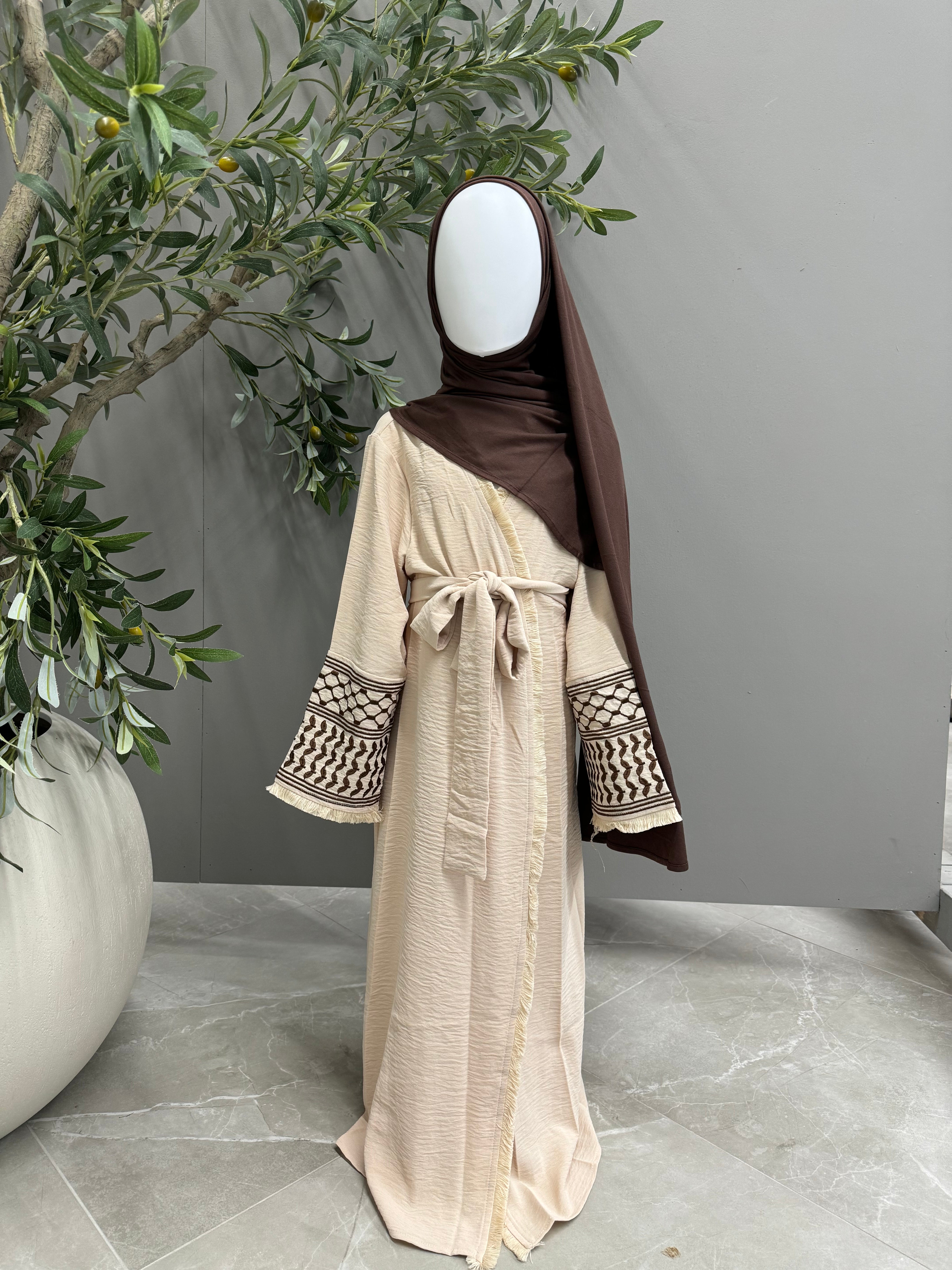 Kids Keffiyeh Abaya - Beige