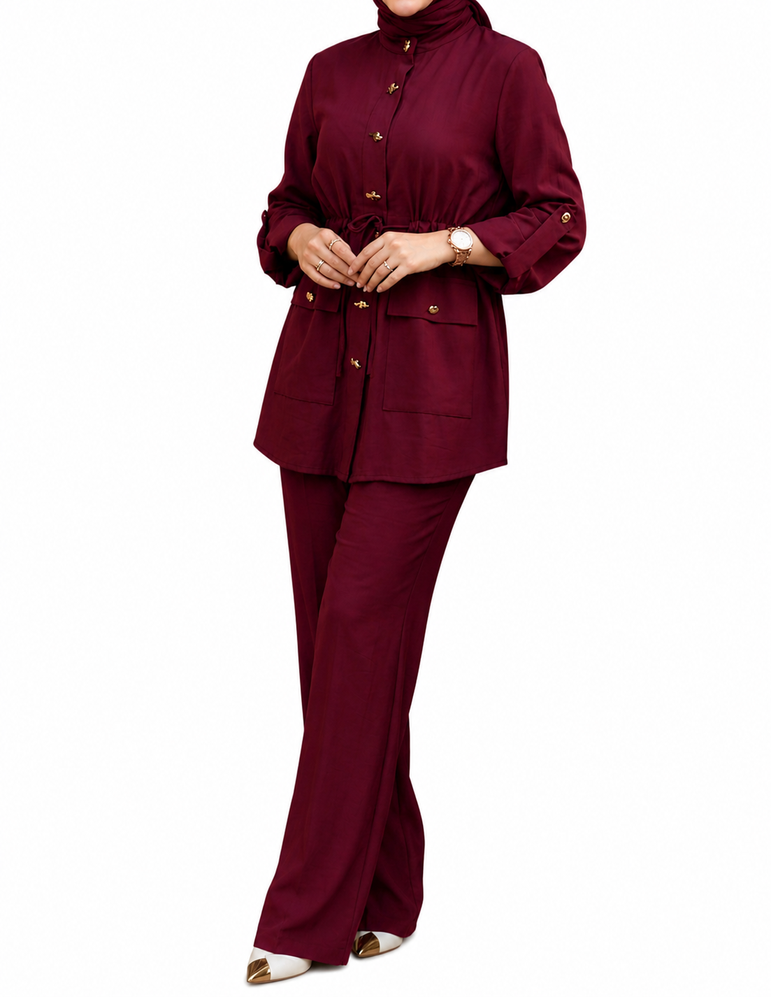 Gold Detail Set- Burgundy