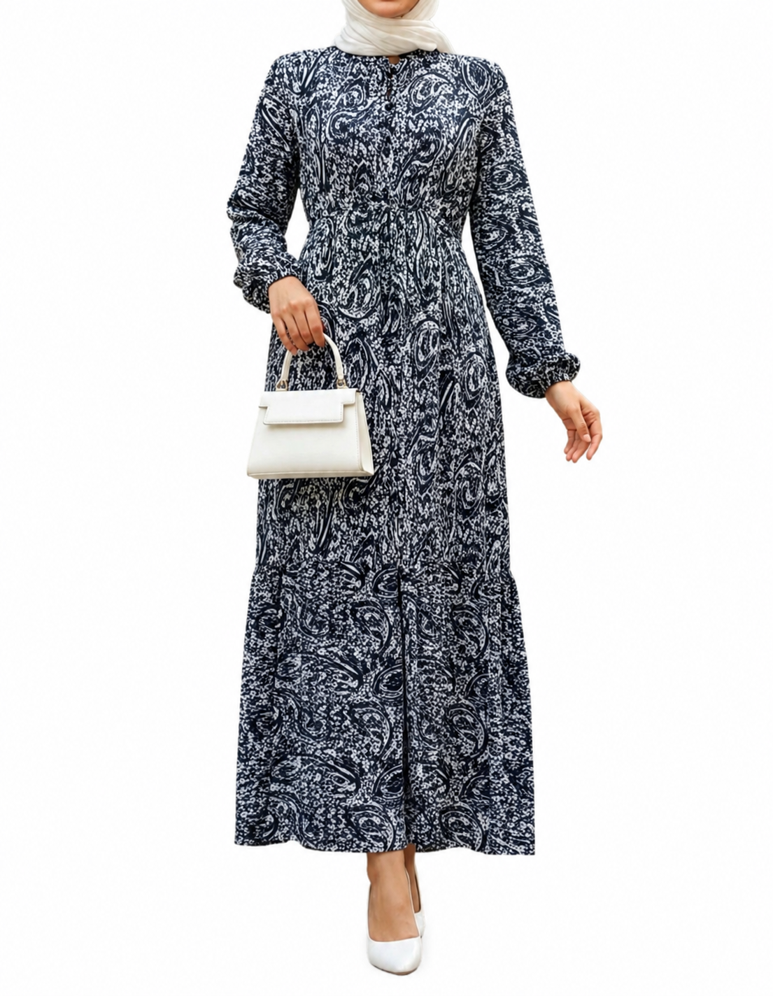 Printed Maxi Dress - Gray