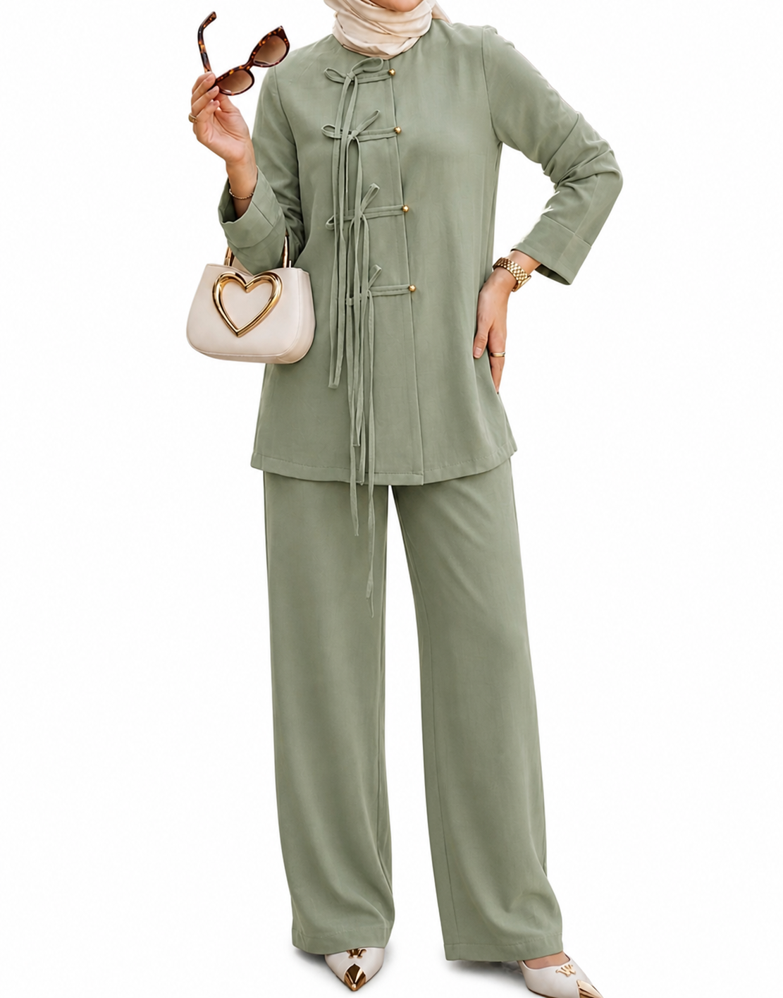 Tie Detail Set- Sage Green