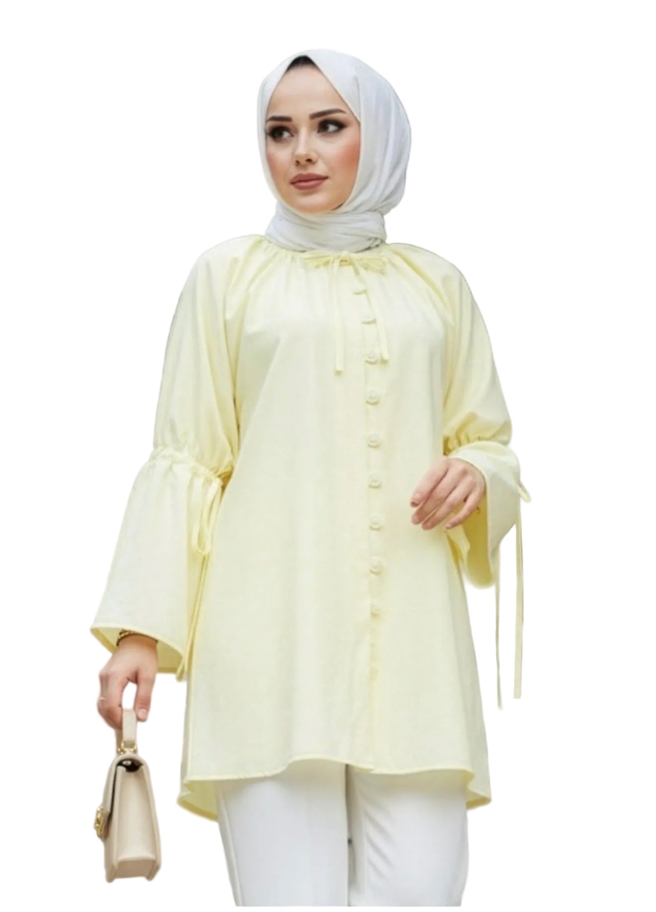 Tie Sleeve Shirt - Yellow