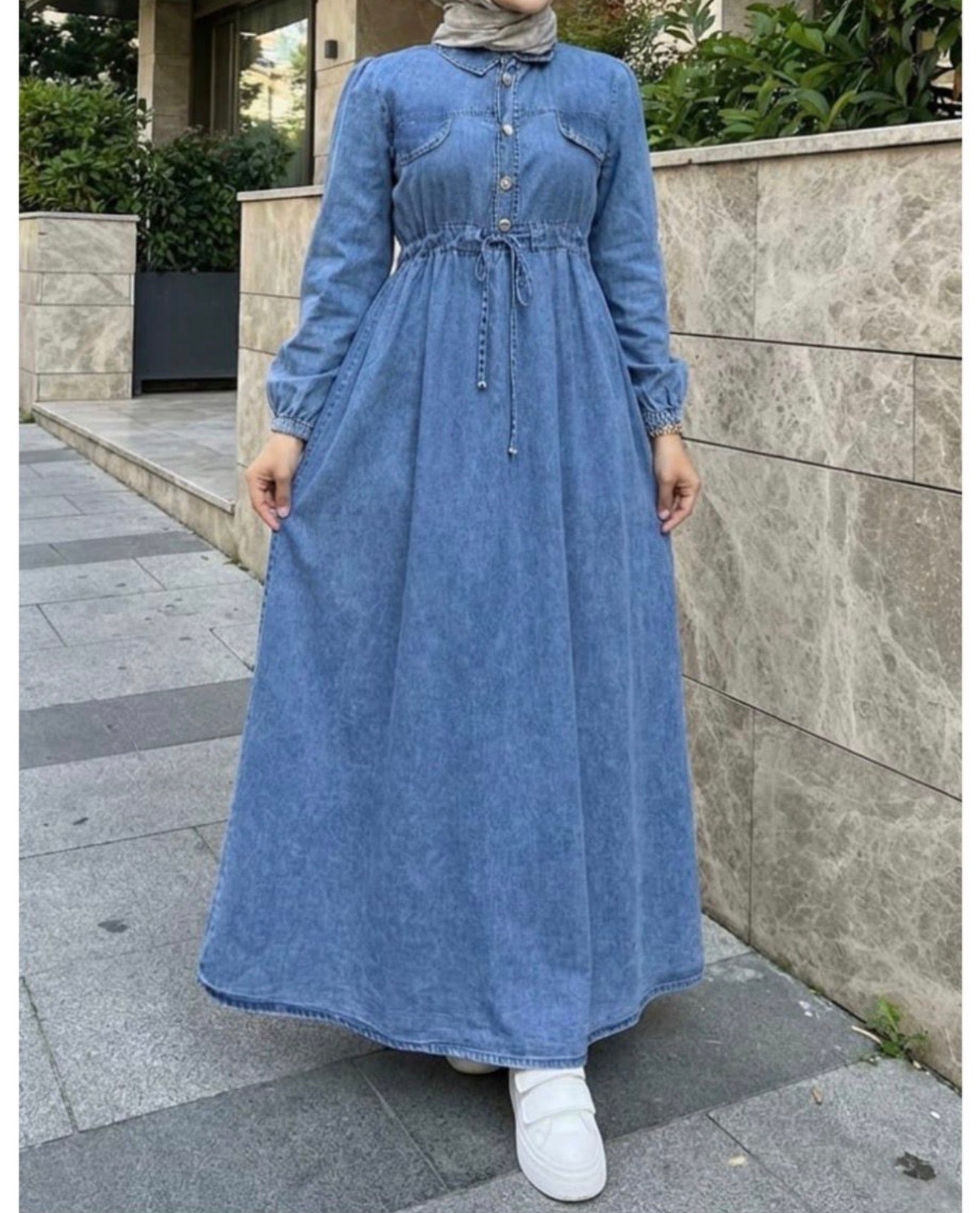 Denim Drawstring Dress