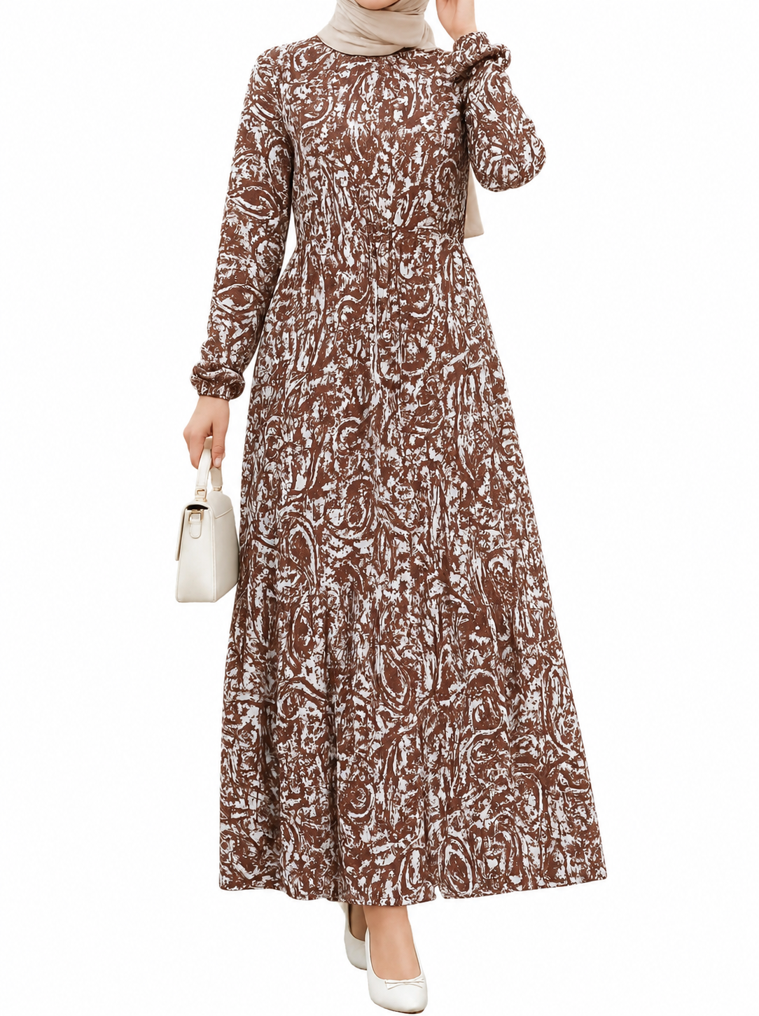 Printed Maxi Dress - Burnt Orange