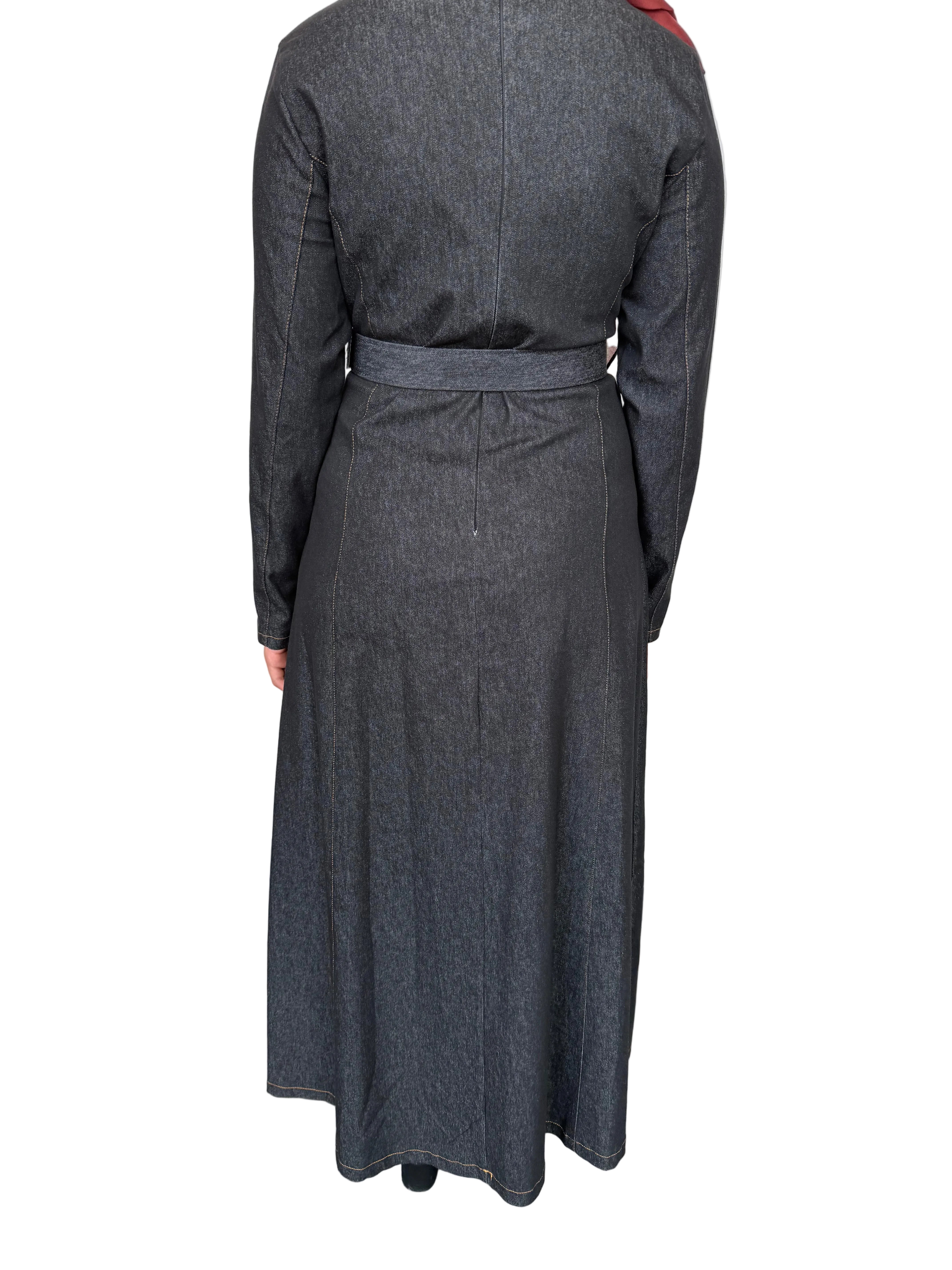 Denim Belt Dress-Dark Wash