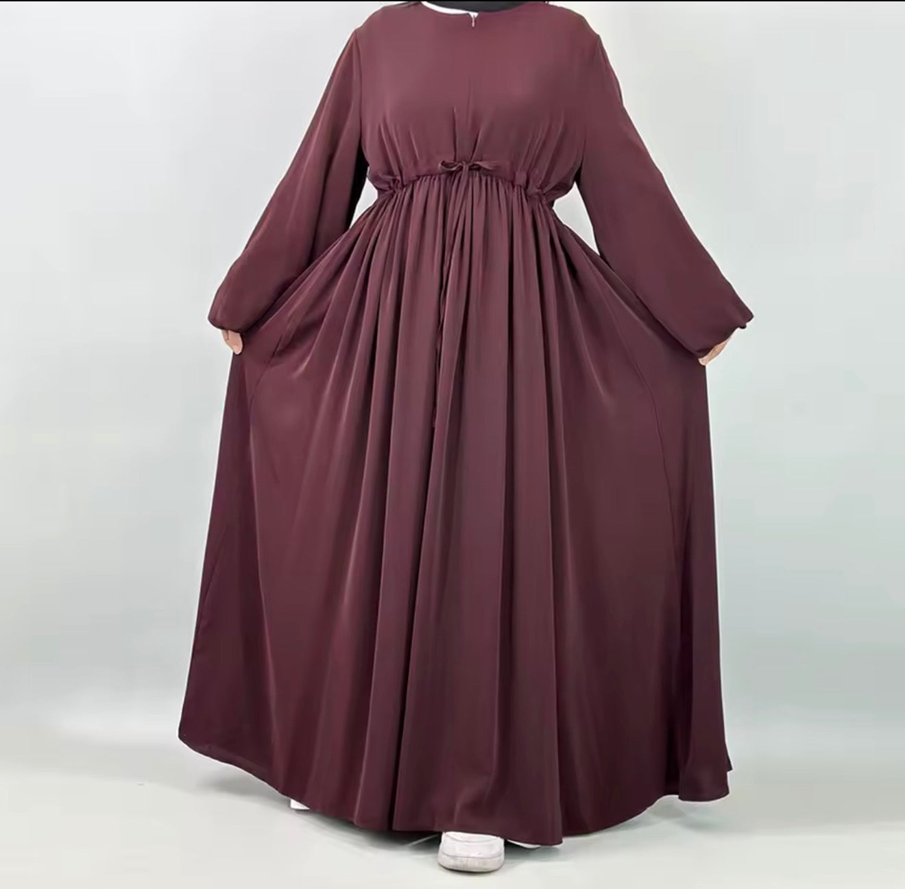 Drawstring Abaya - Plum