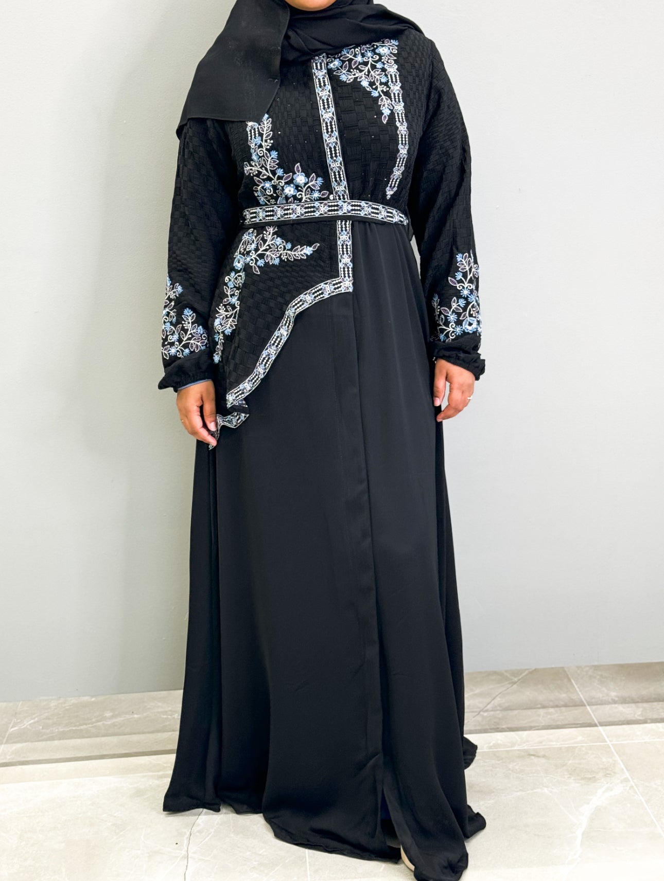 Floral Abaya - Blue