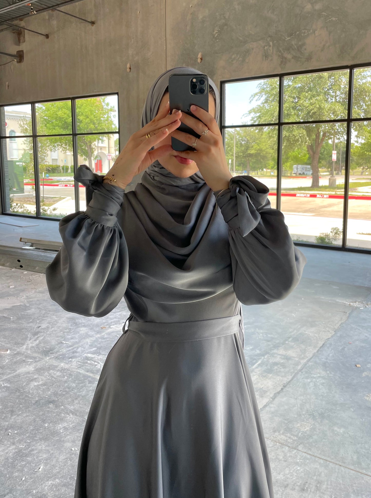 Cowl Satin Gown ~ Space Grey