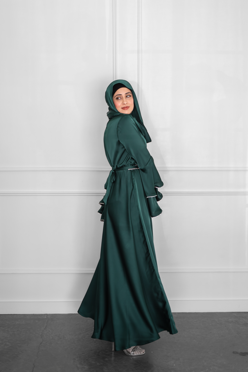 Satin Sparkle Dress - Emerald