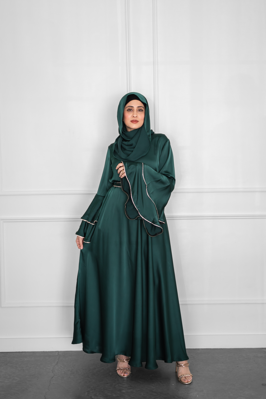 Satin Sparkle Dress - Emerald