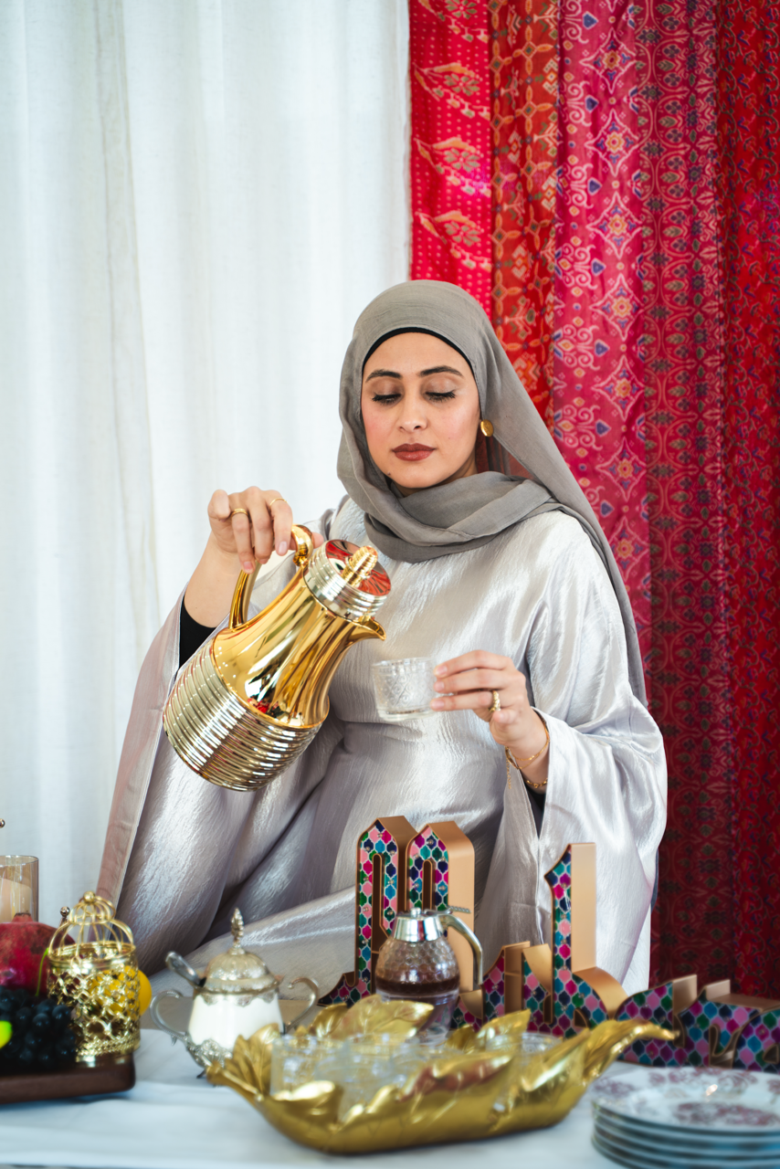 Satin Butterfly Kaftan - Silver