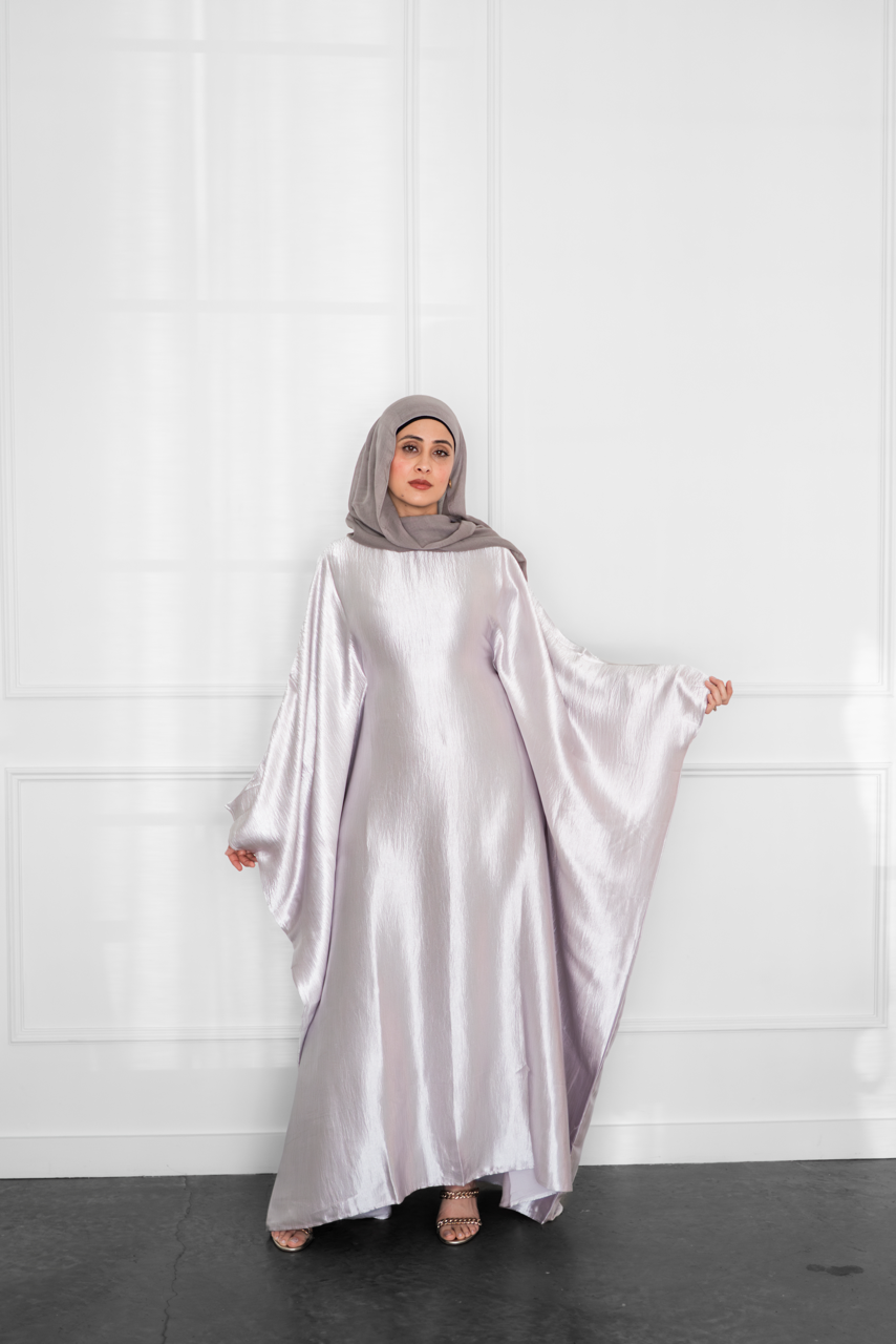 Satin Butterfly Kaftan - Silver