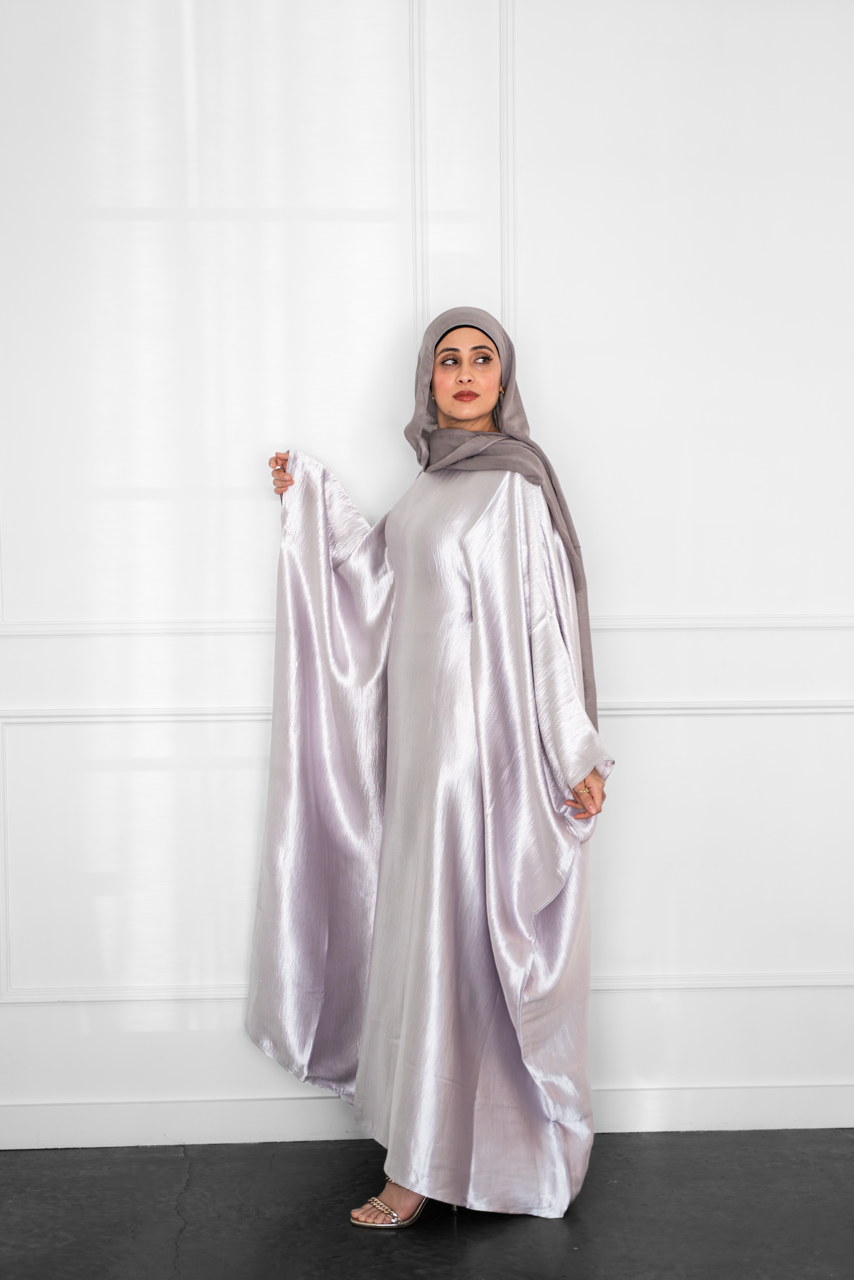 Satin Butterfly Kaftan - Silver
