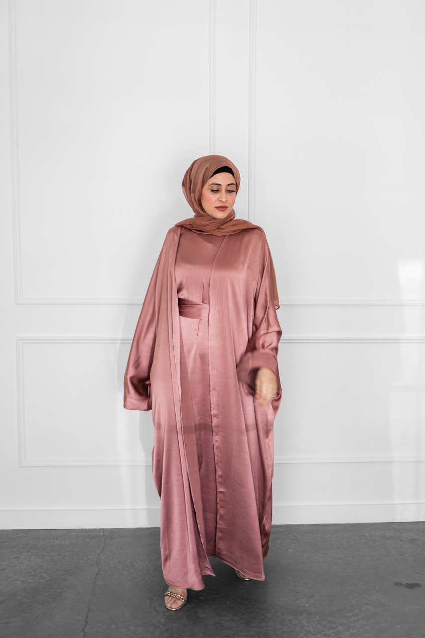 Shine Open Abaya - Mauve
