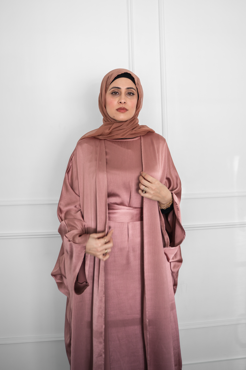 Shine Open Abaya - Mauve