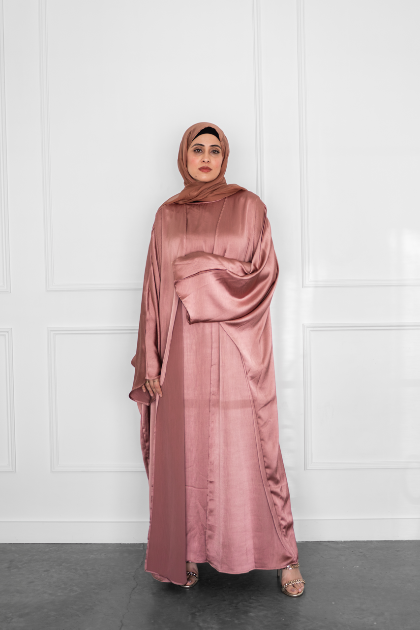 Shine Open Abaya - Mauve