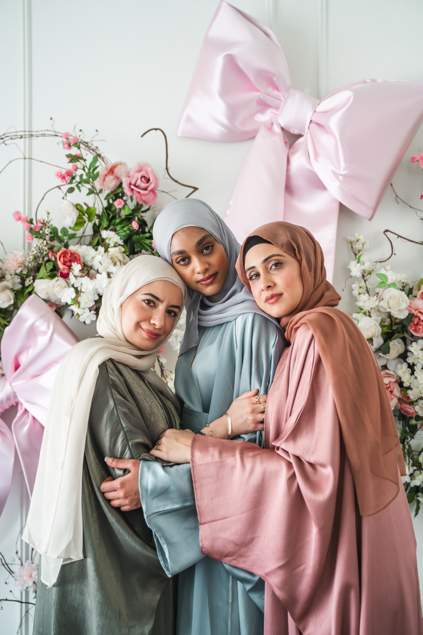 Metallic Open Abaya - Olive