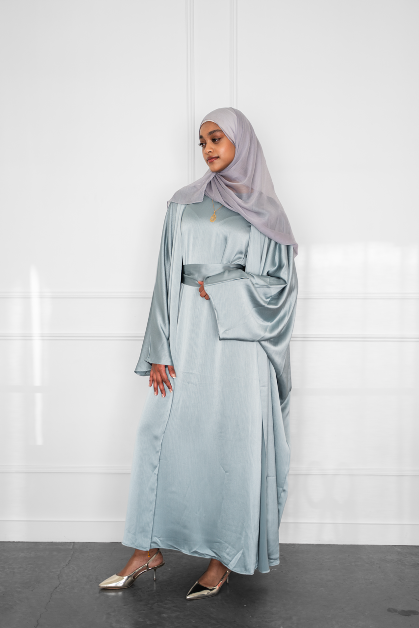 Shine Open Abaya - Blue