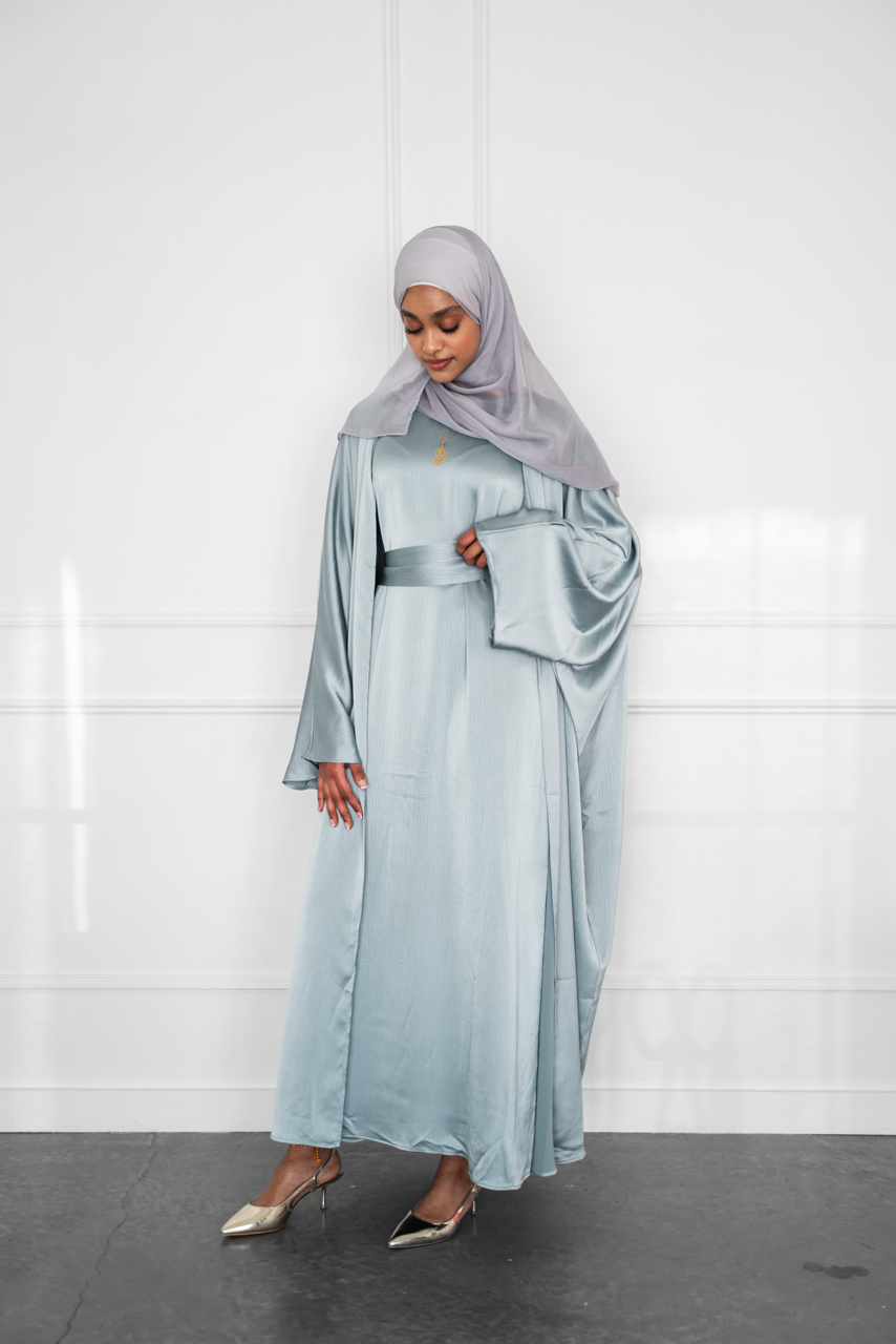 Shine Open Abaya - Blue