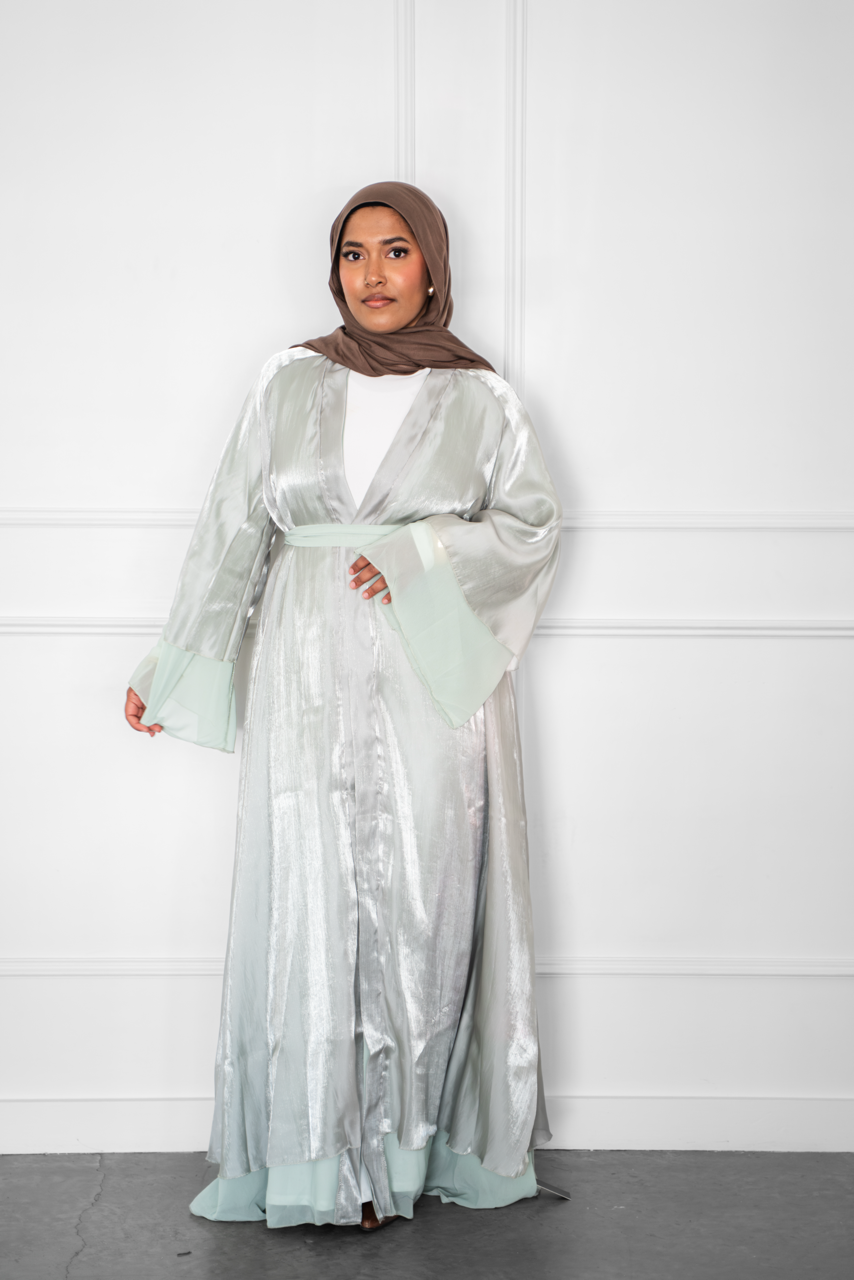 Reversible Open Abaya - Sage
