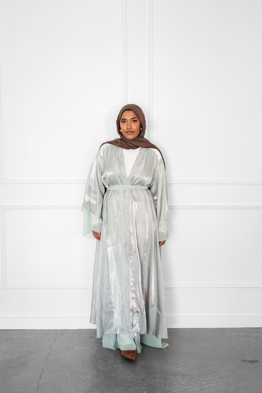 Reversible Open Abaya - Sage
