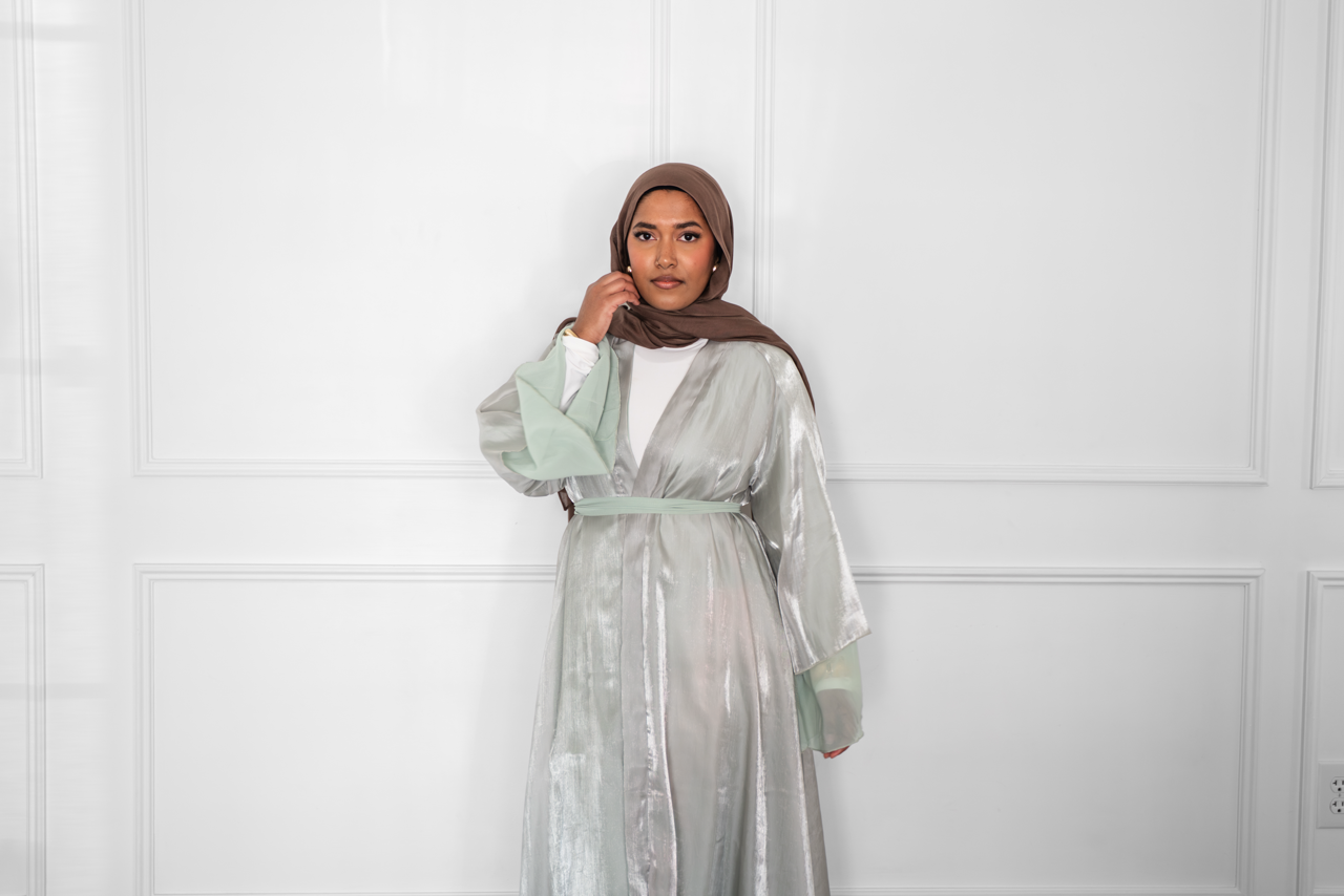 Reversible Open Abaya - Sage