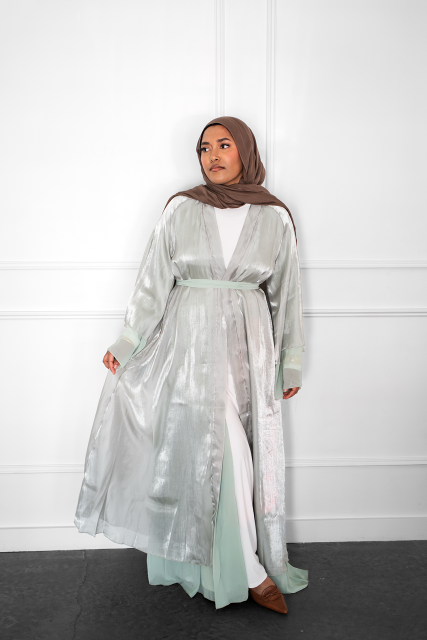 Reversible Open Abaya - Sage