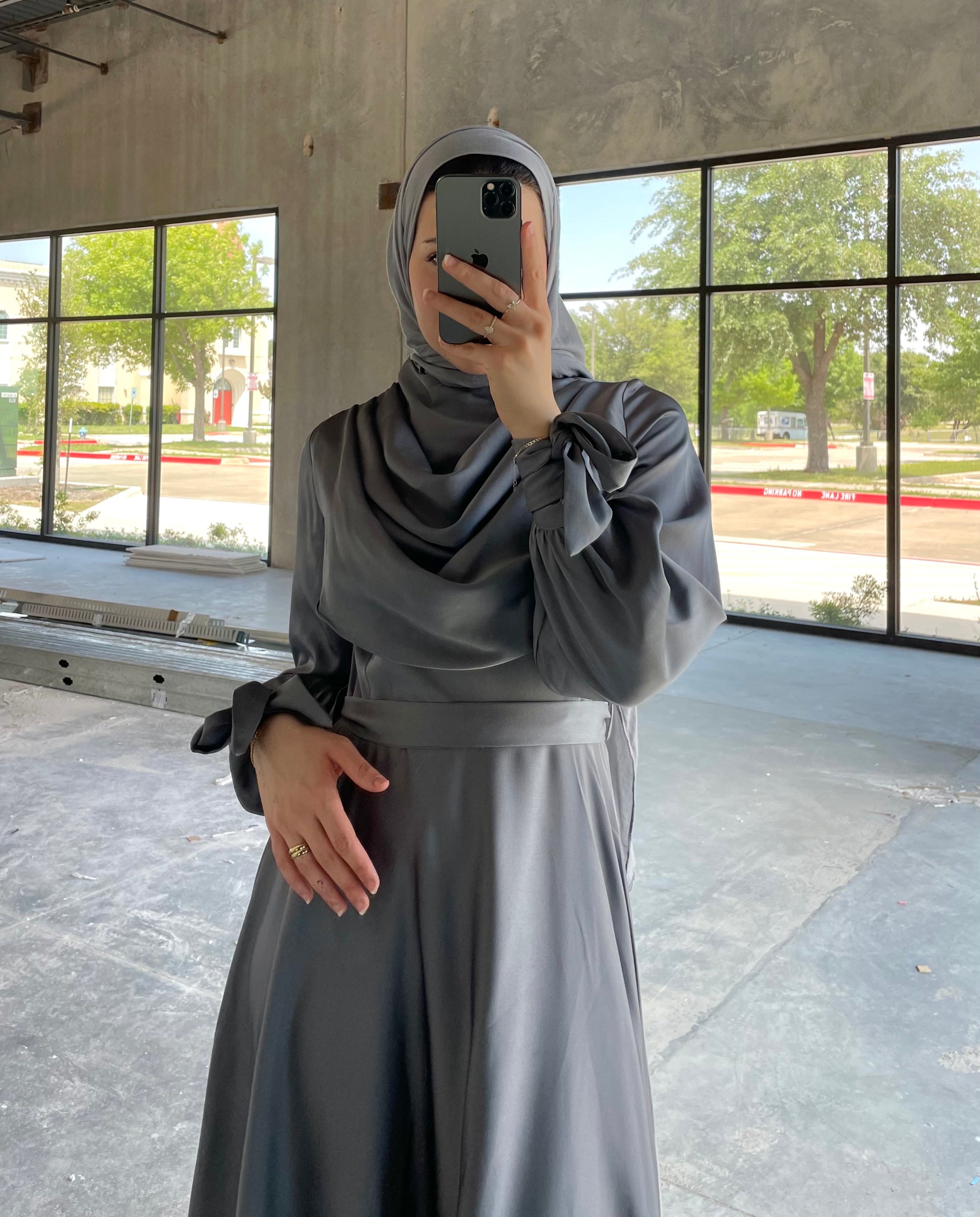 Cowl Satin Gown ~ Space Grey