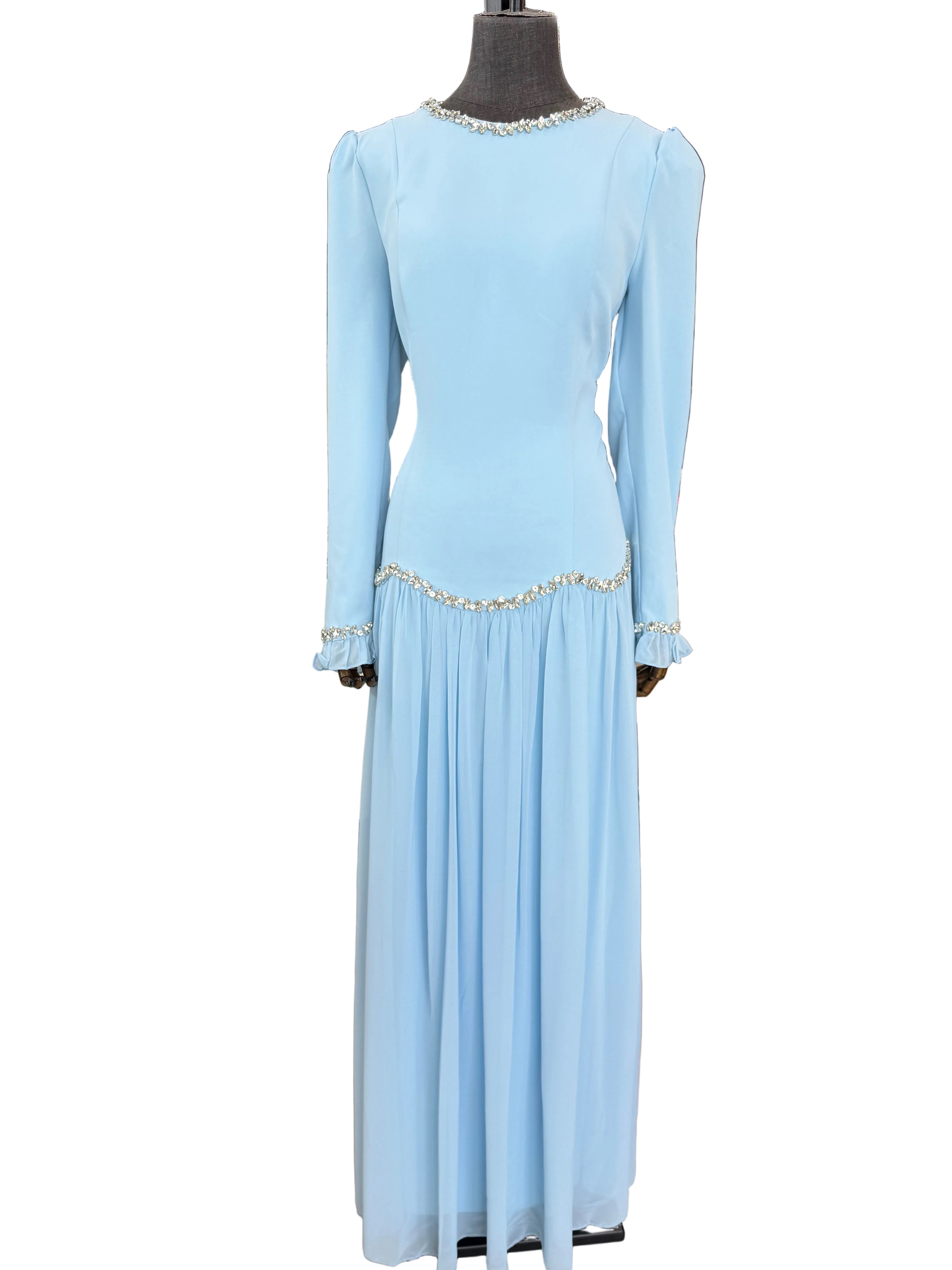 Corset Gem Dress - Baby Blue