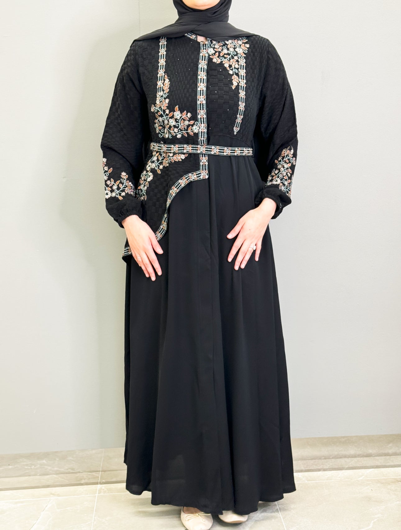 Floral Abaya - Orange  is