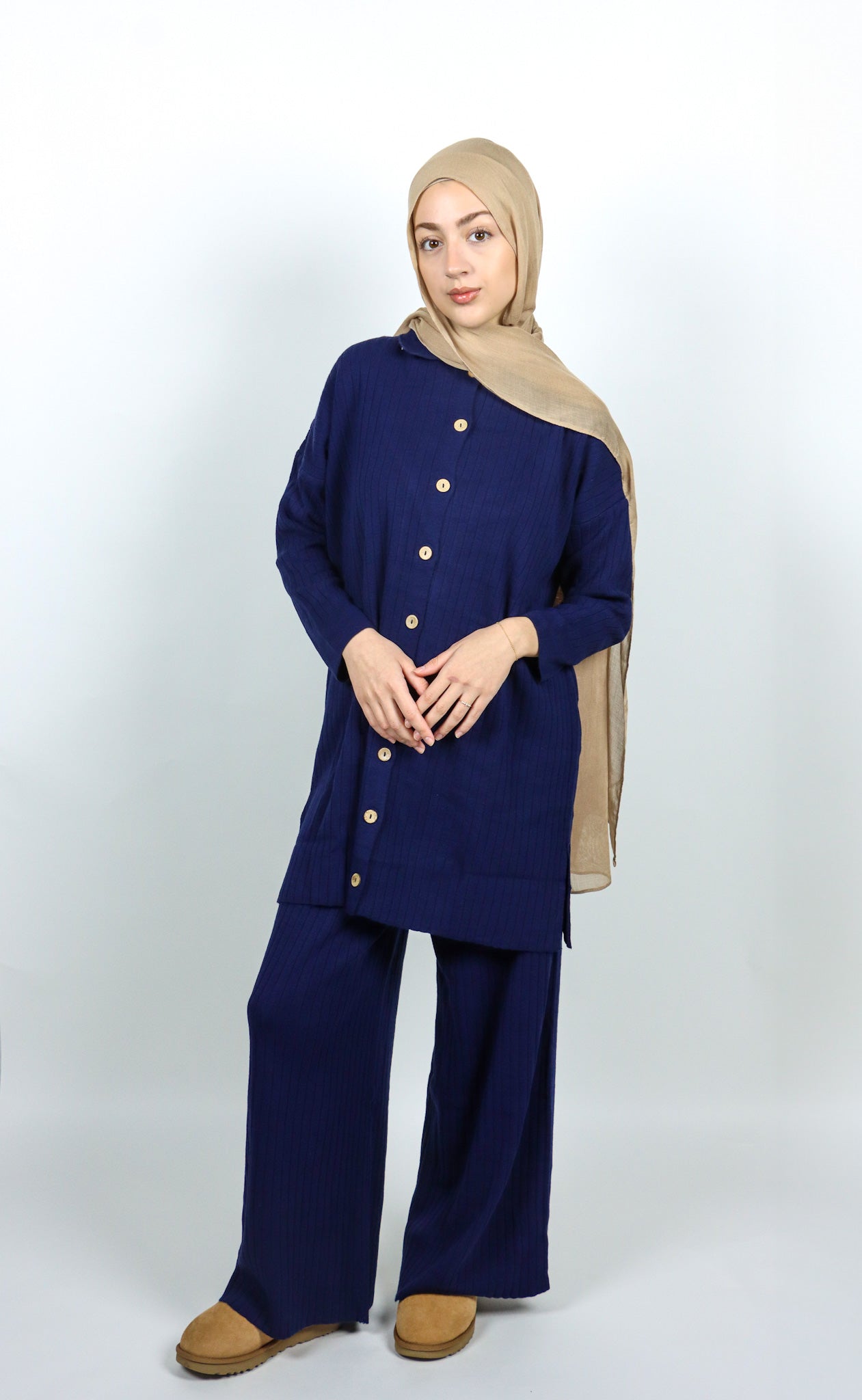 Button Knit Set - Navy