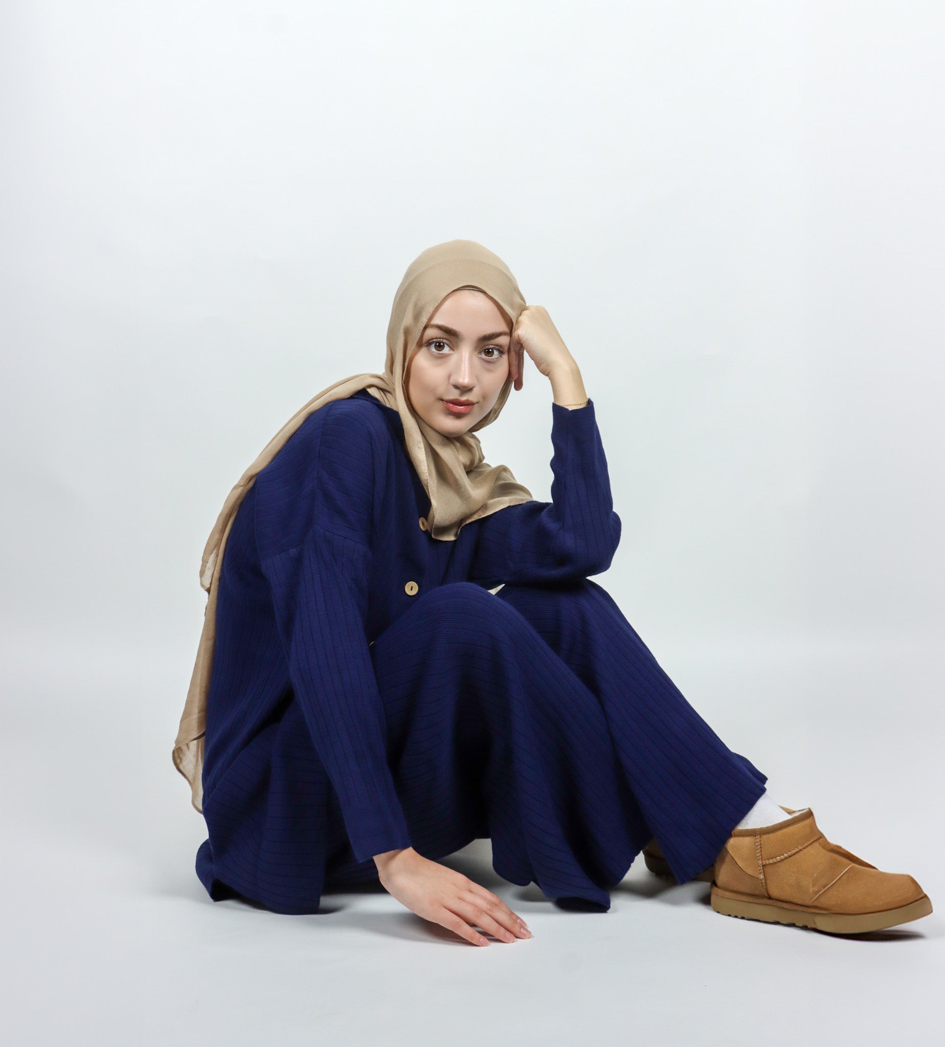 Button Knit Set - Navy