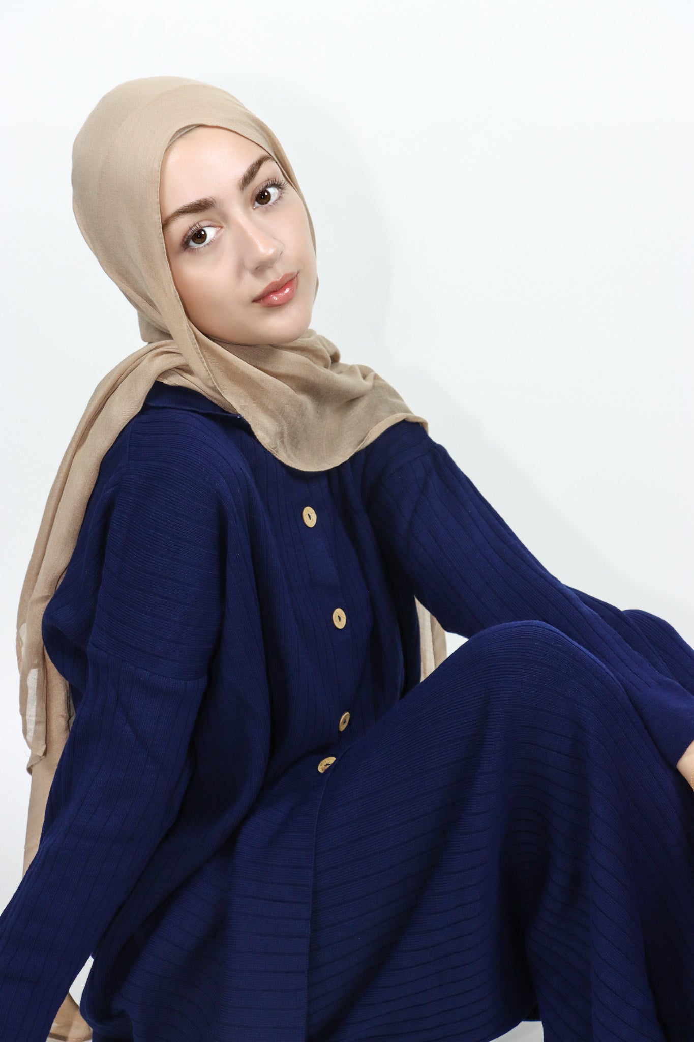 Button Knit Set - Navy