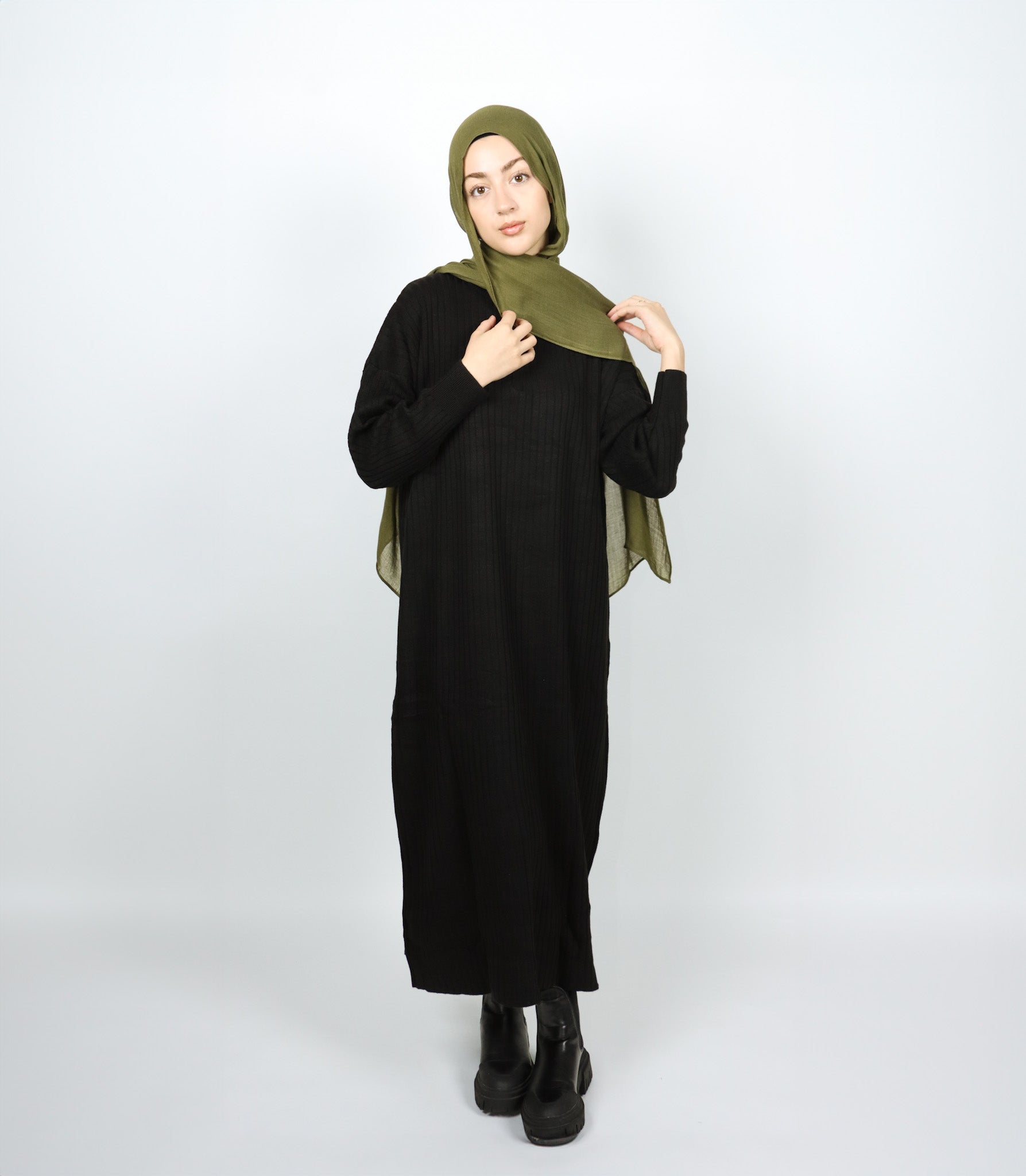 Sweater Zip Dress - Black