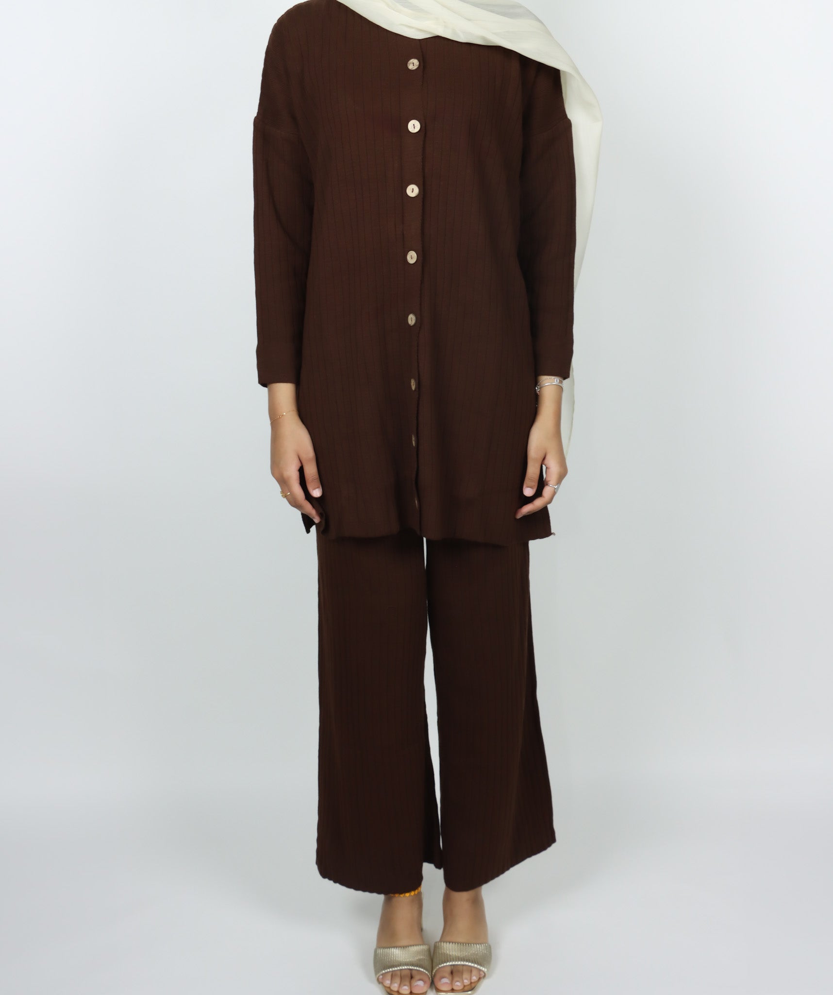Button Knit Set - Mocha