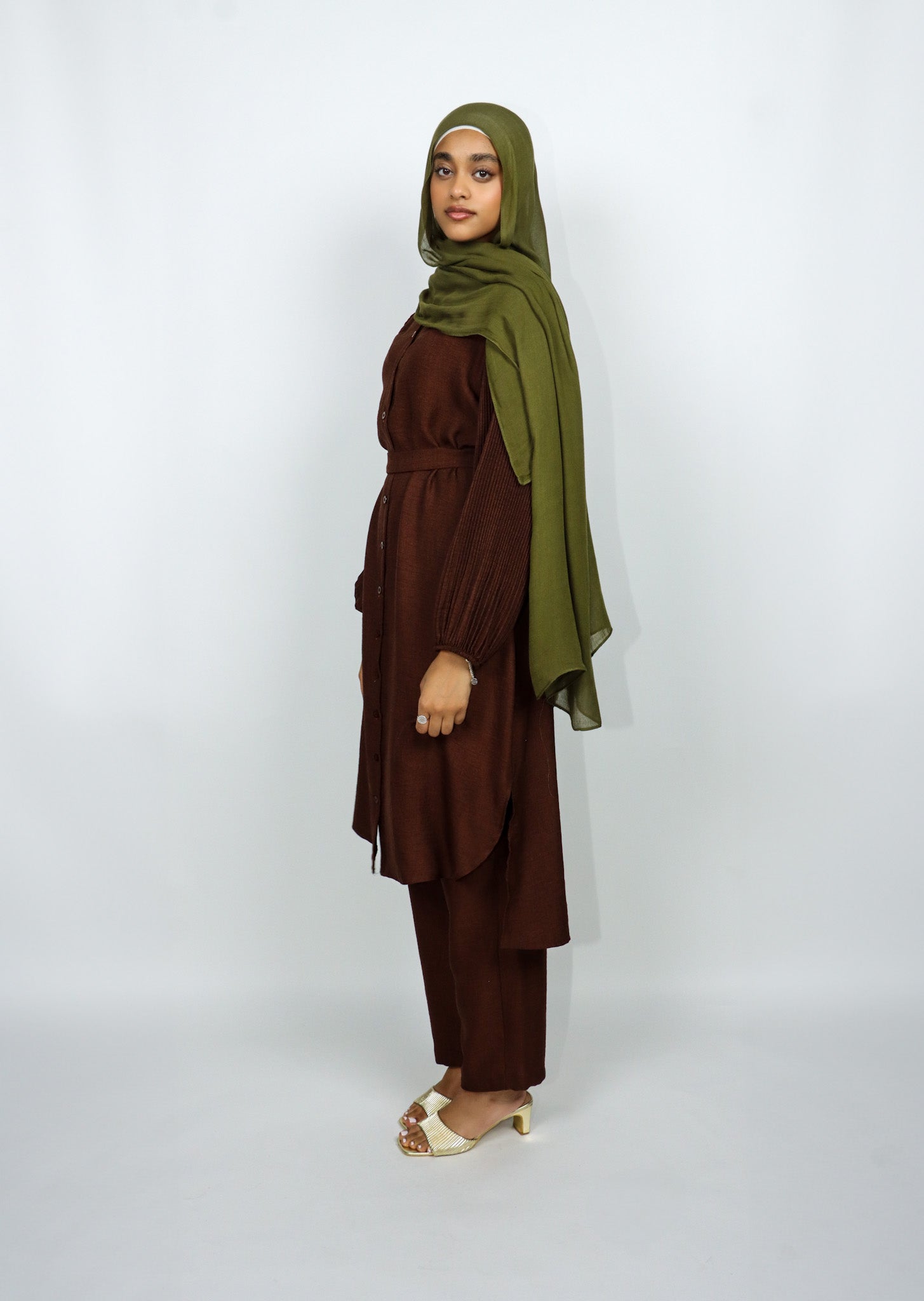 Pleated Sleeve Set - Cocoa