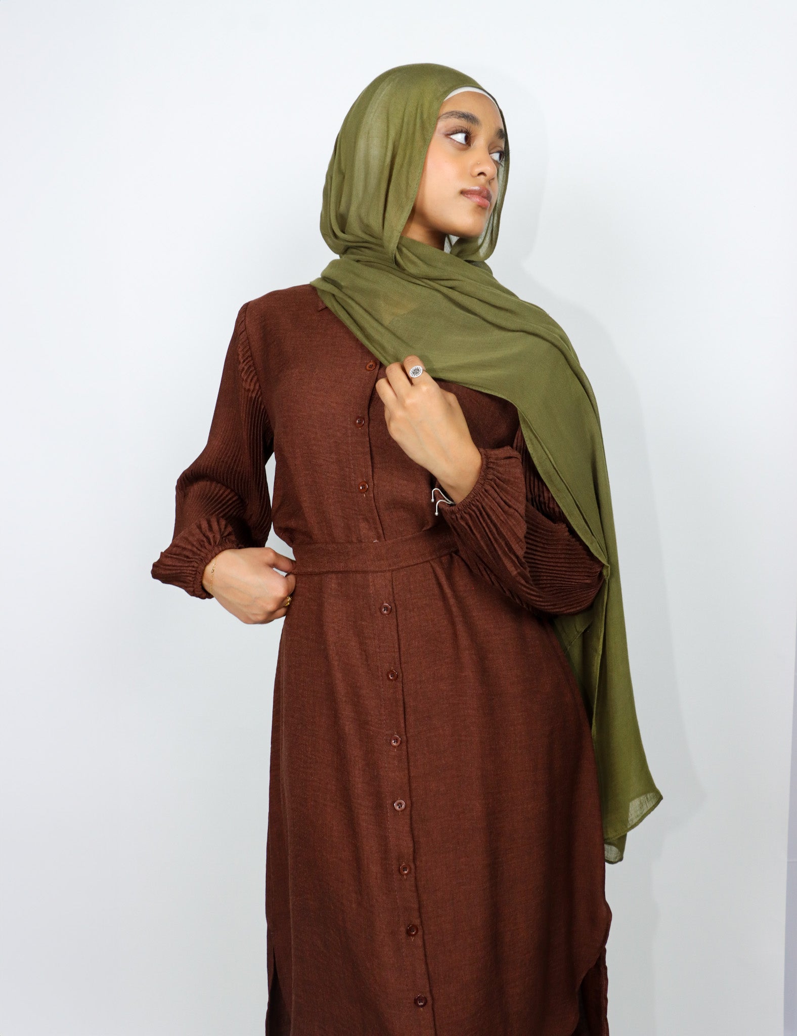 Pleated Sleeve Set - Cocoa
