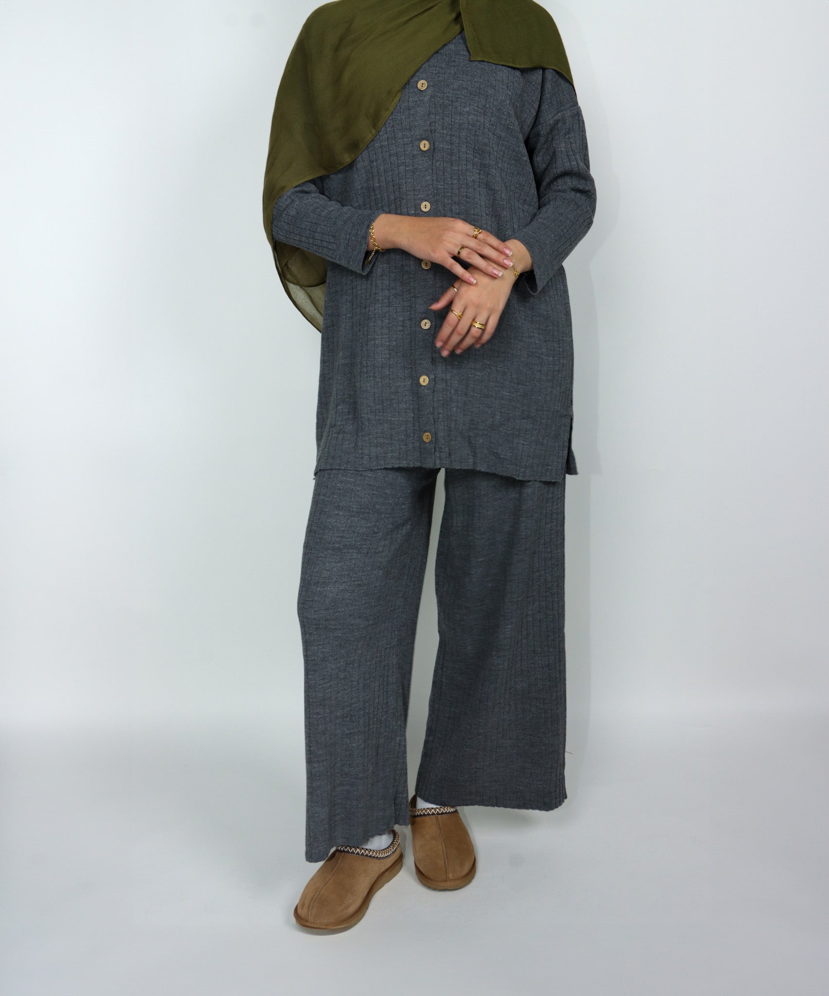 Button Knit Set - Storm